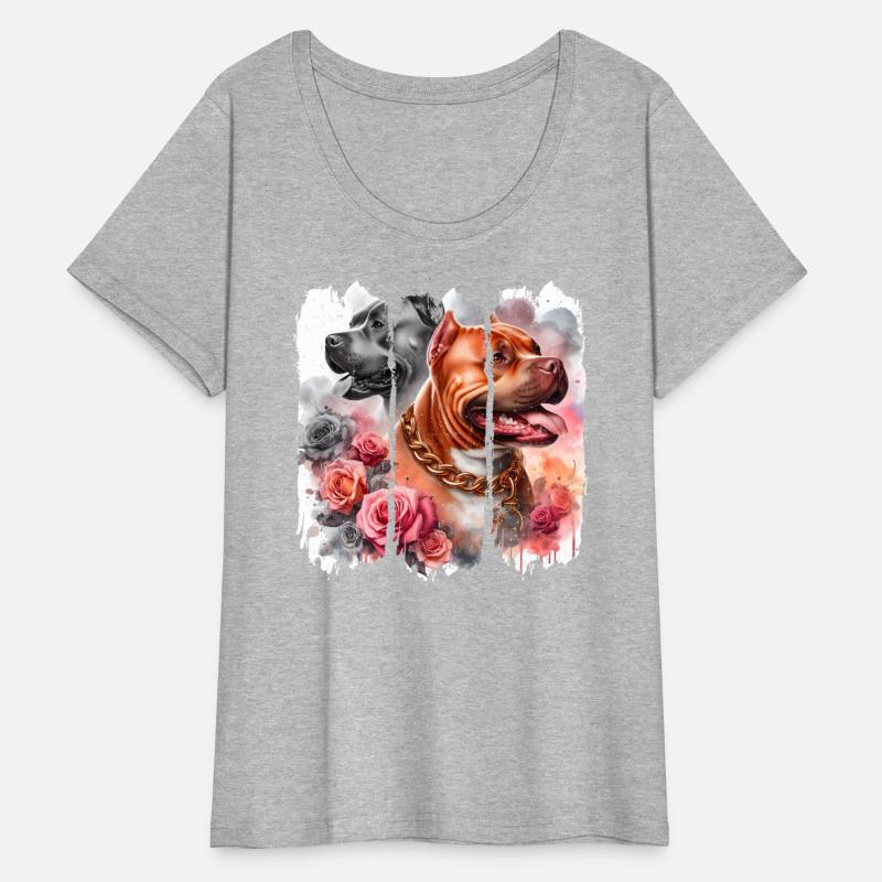 Pitbull Duo Rose Chain Art