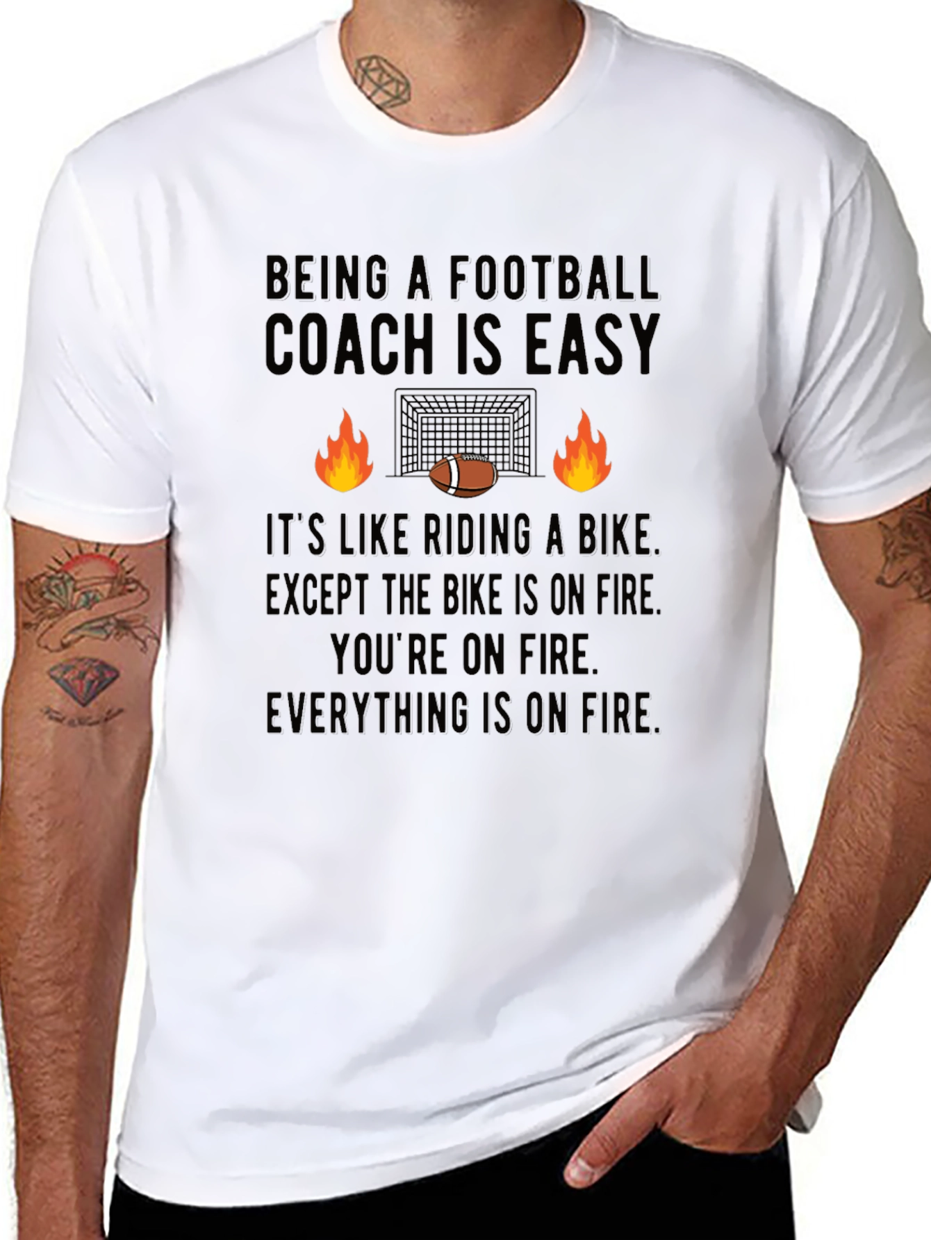 Funny Football Coach On Fire T-Shirt