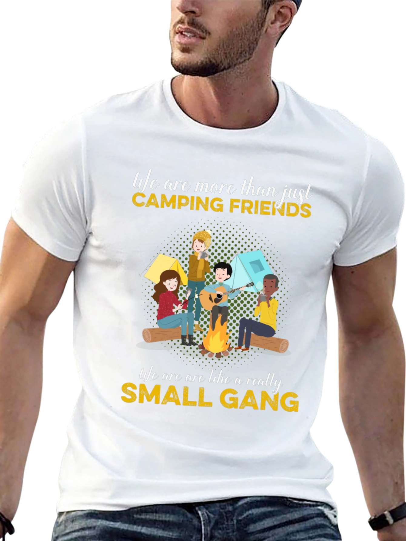 Camping Friends Small Gang Graphic T-Shirt
