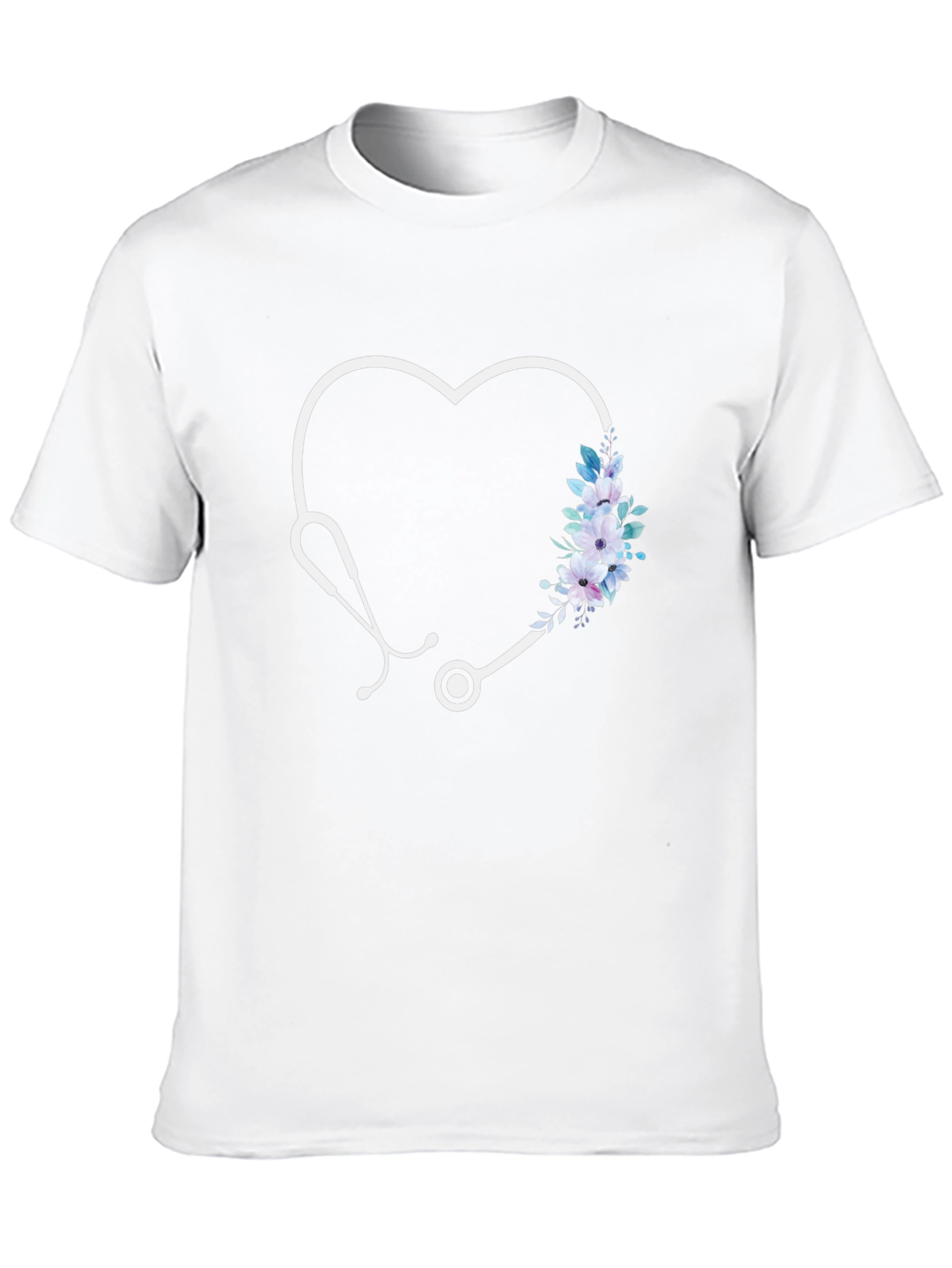 Heart Stethoscope Floral Graphic Tee