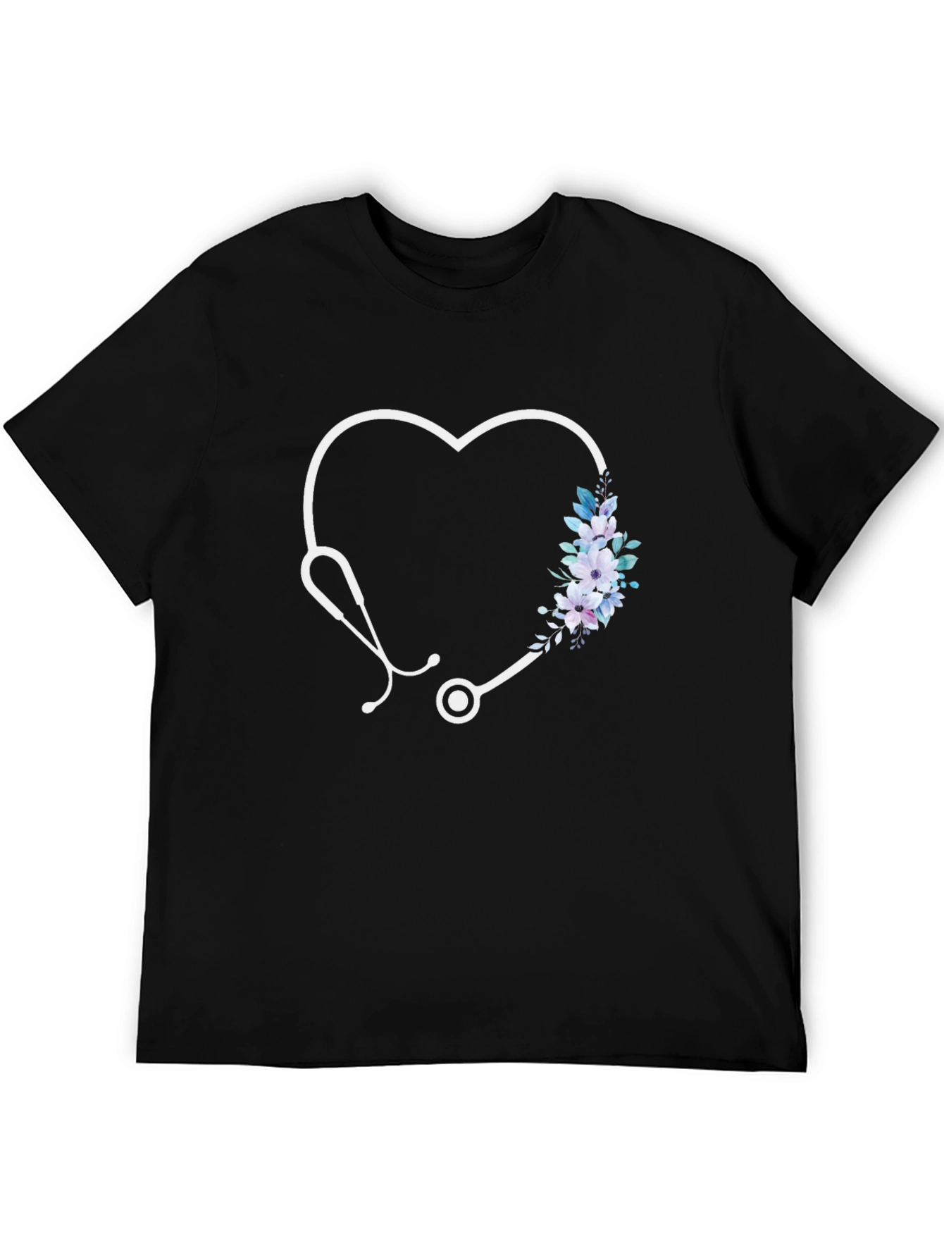 Heart Stethoscope Floral Graphic Tee