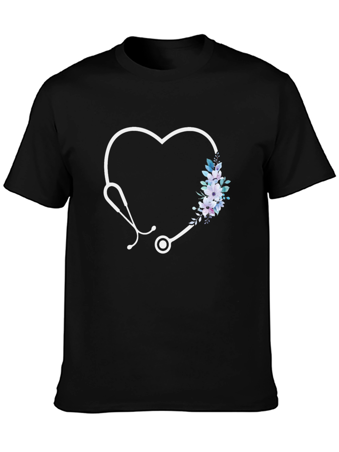 Heart Stethoscope Floral Graphic Tee