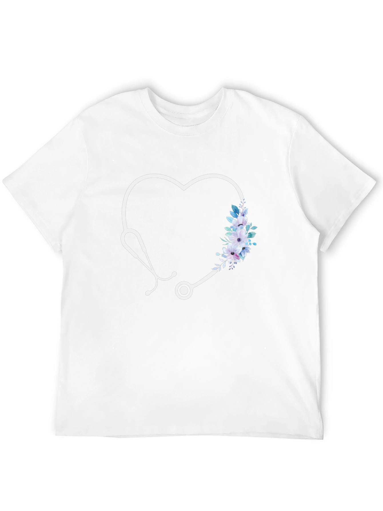 Heart Stethoscope Floral Graphic Tee