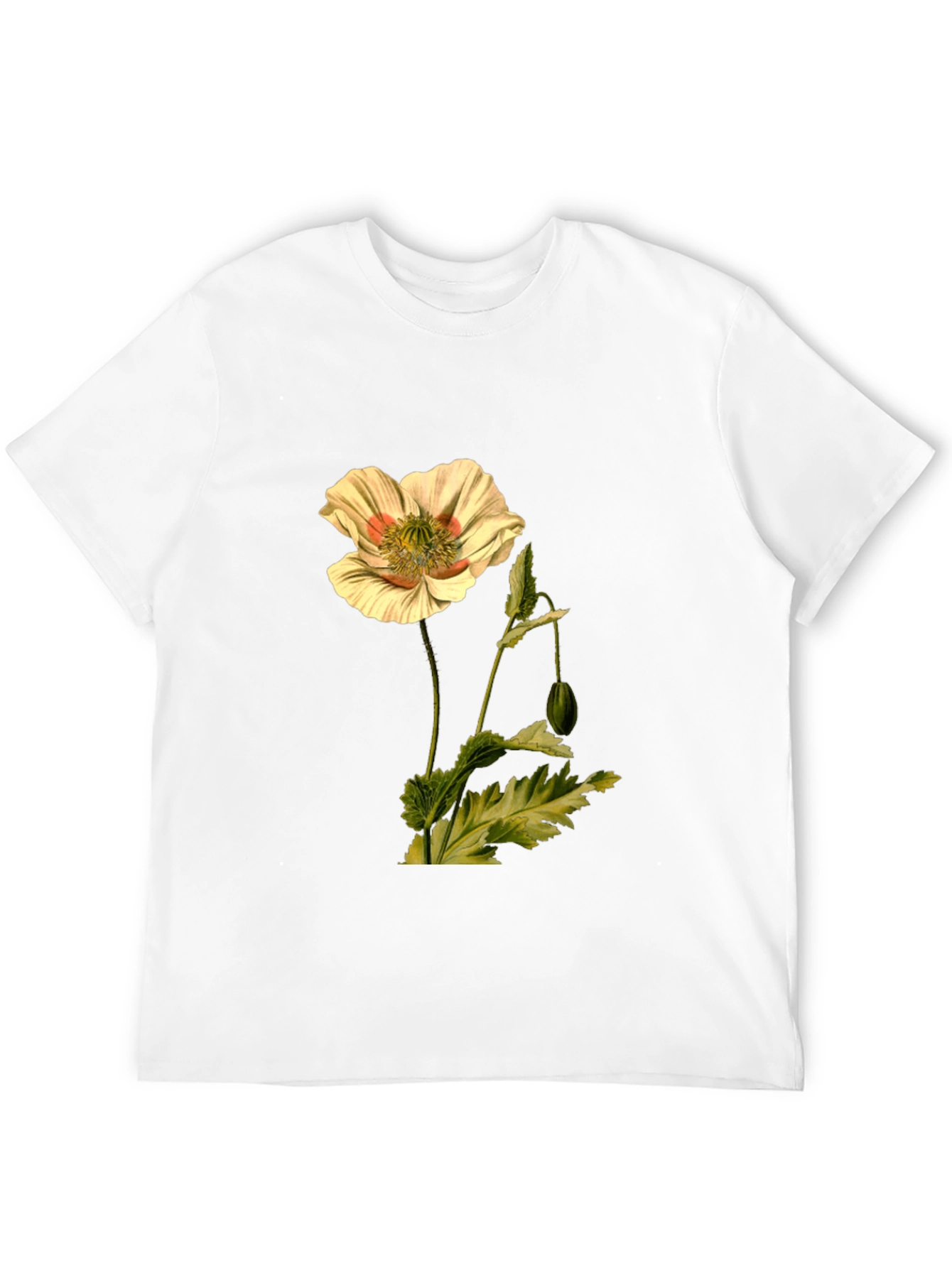 Botanical Flower Print Black T-Shirt