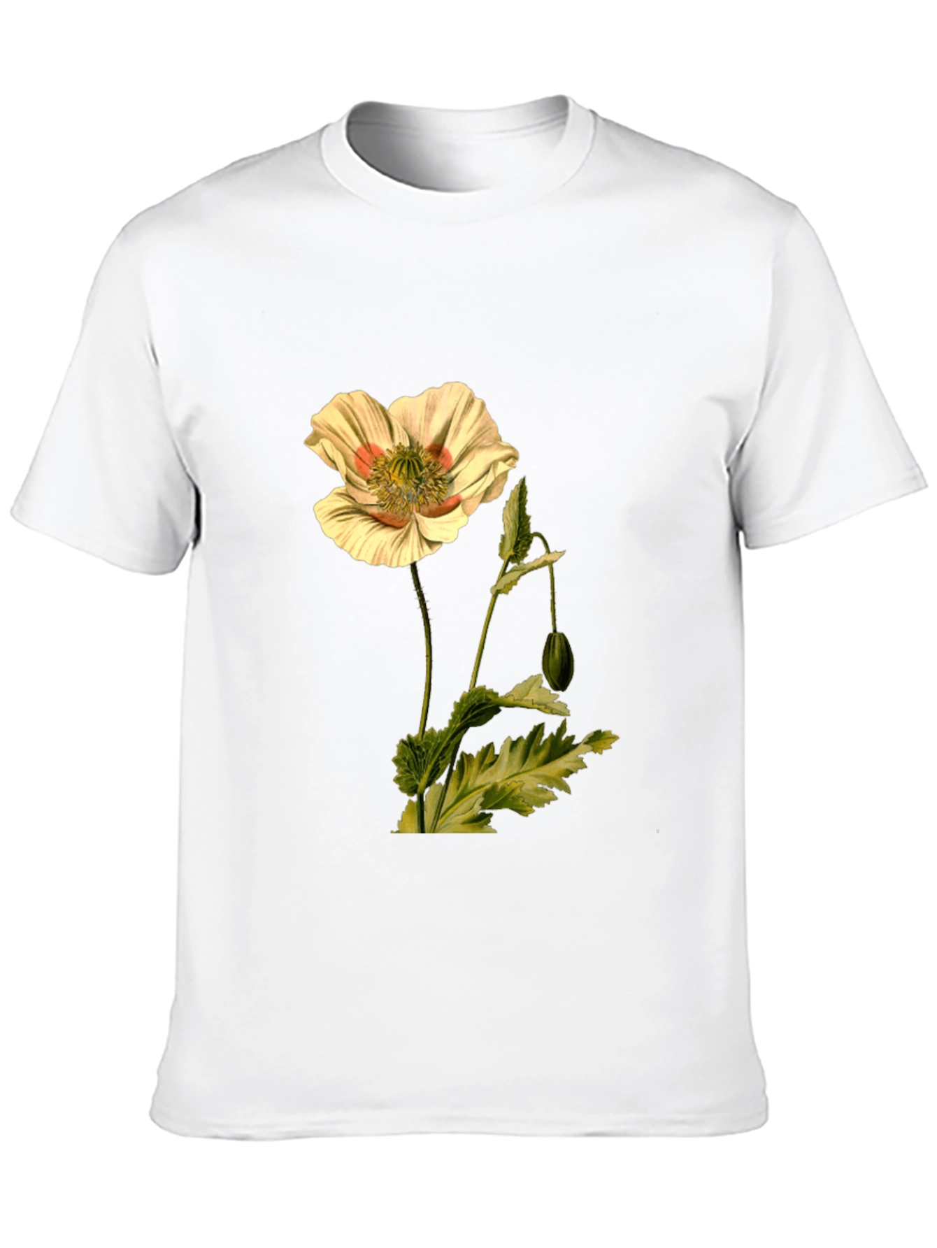 Botanical Flower Print Black T-Shirt