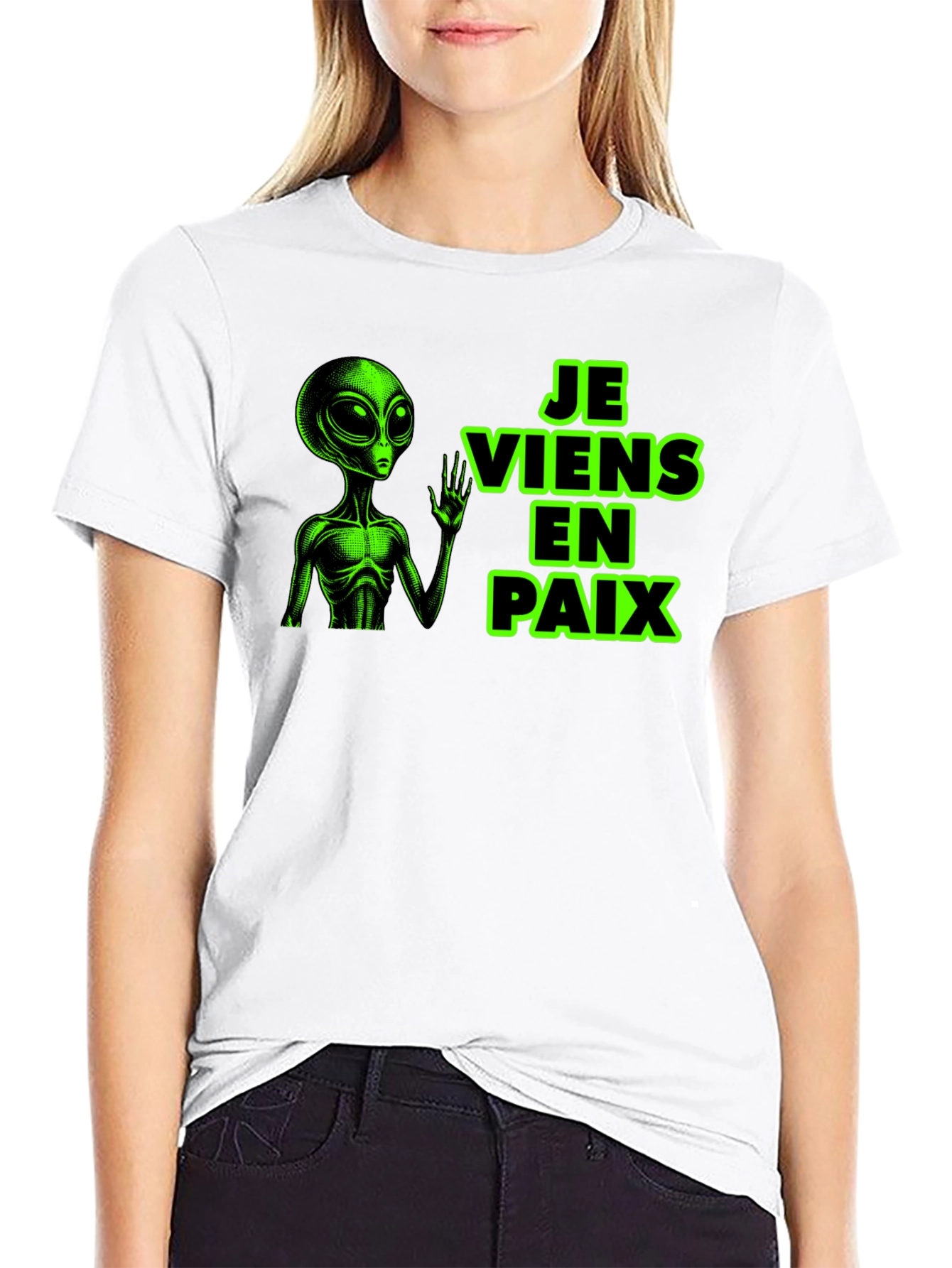 Je Viens En Paix Alien Graphic Tee