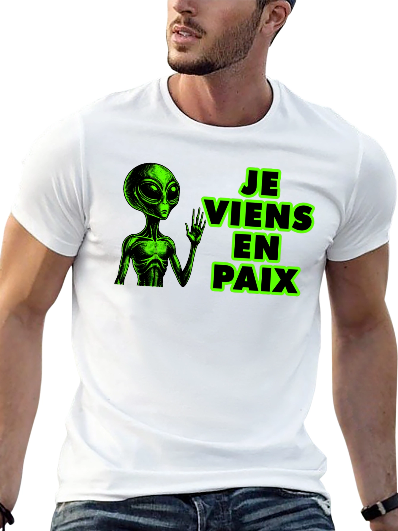 Je Viens En Paix Alien Graphic Tee