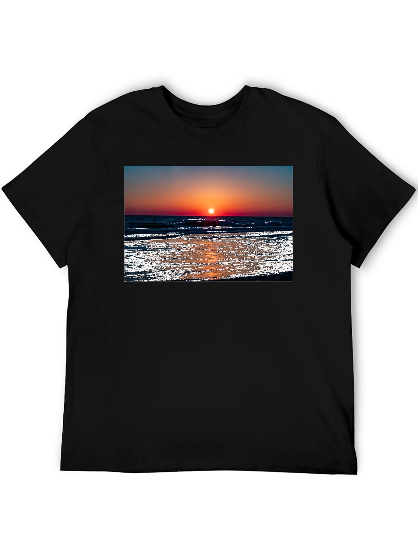 Sunset Beach Graphic Black T-Shirt
