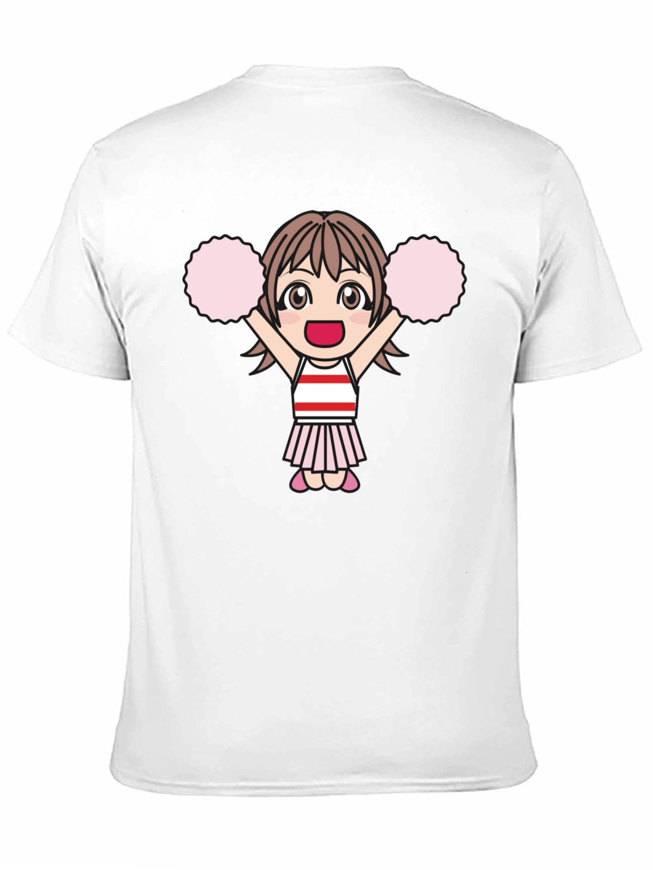 Cheerleader Anime Girl Black T-Shirt