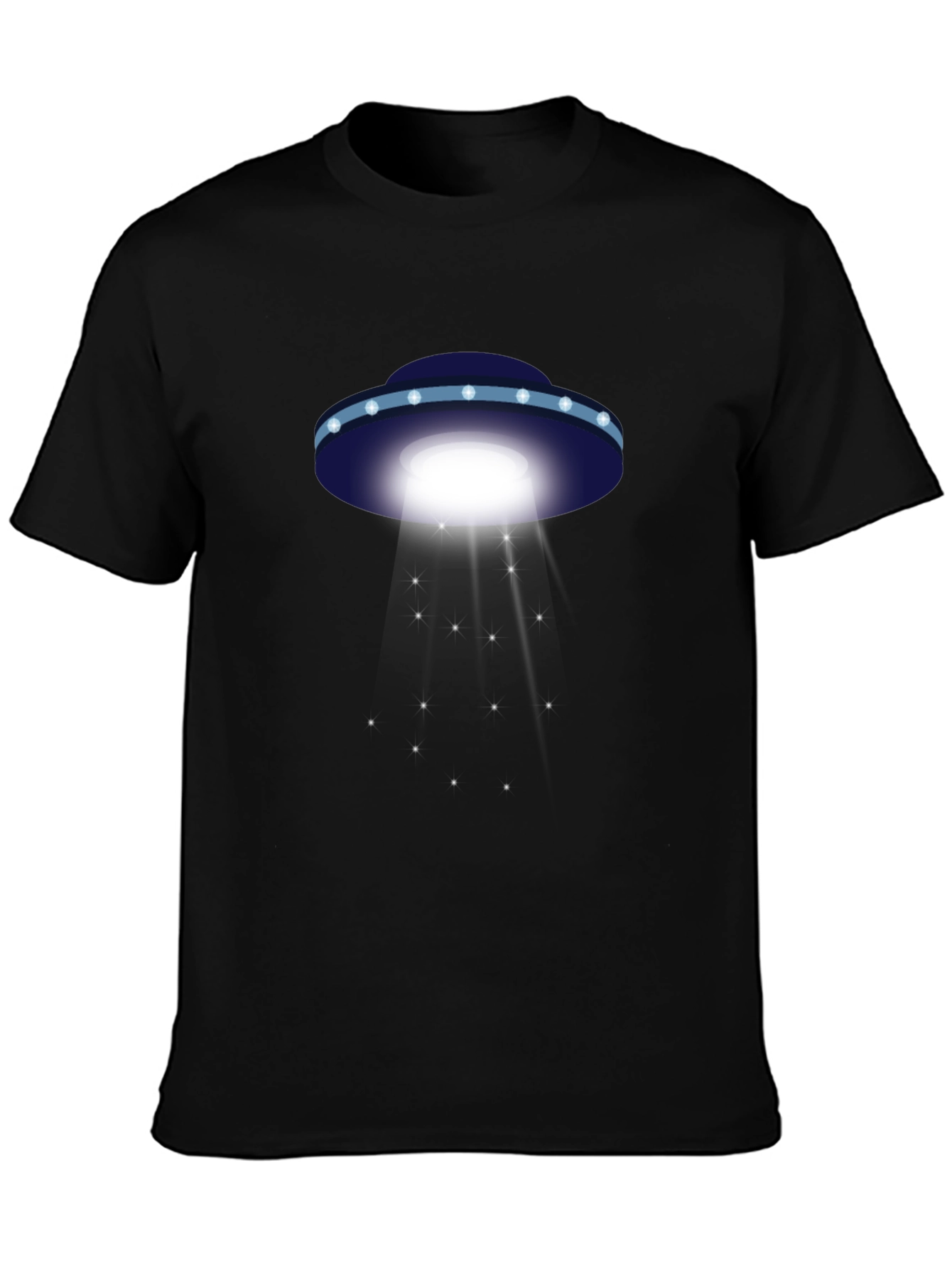 UFO Abduction Graphic Tee - Black Cotton T-Shirt