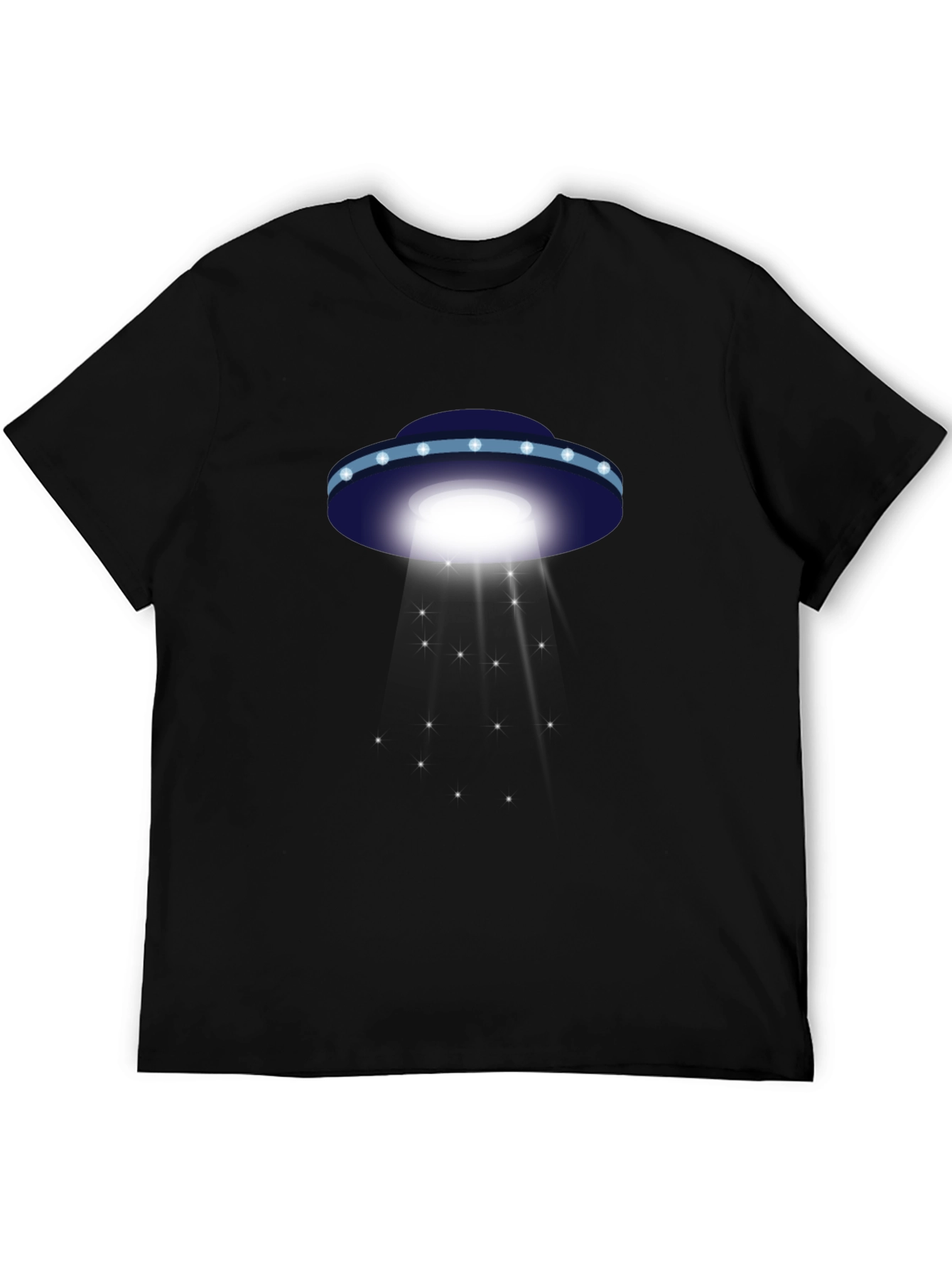 UFO Abduction Graphic Tee - Black Cotton T-Shirt