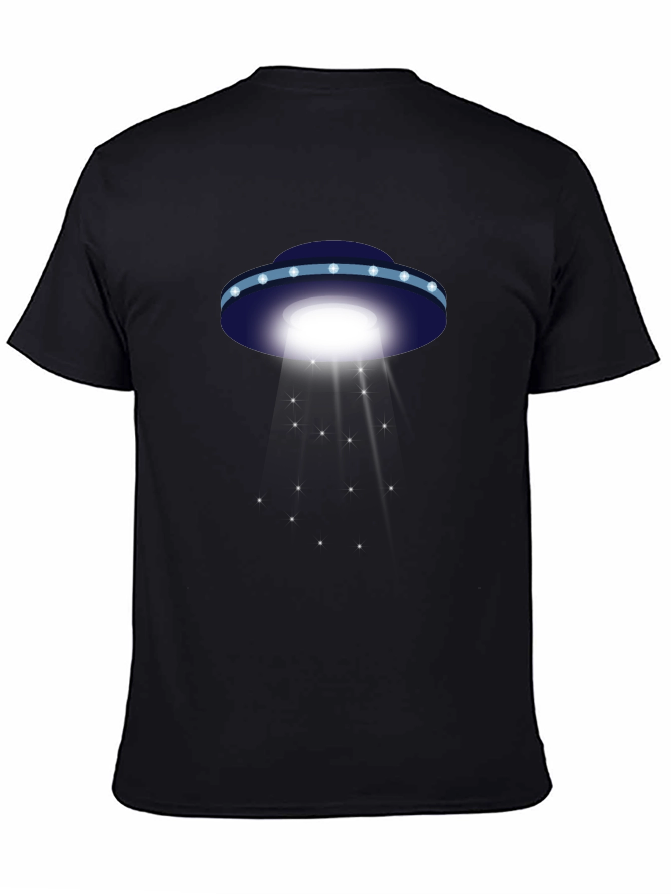 UFO Abduction Graphic Tee - Black Cotton T-Shirt