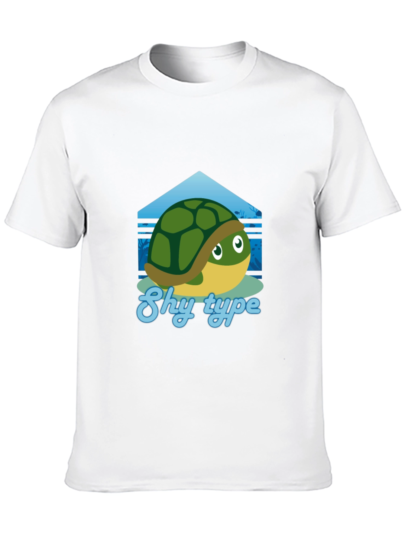 Shy Turtle Graphic T-Shirt - Cute Cartoon Design