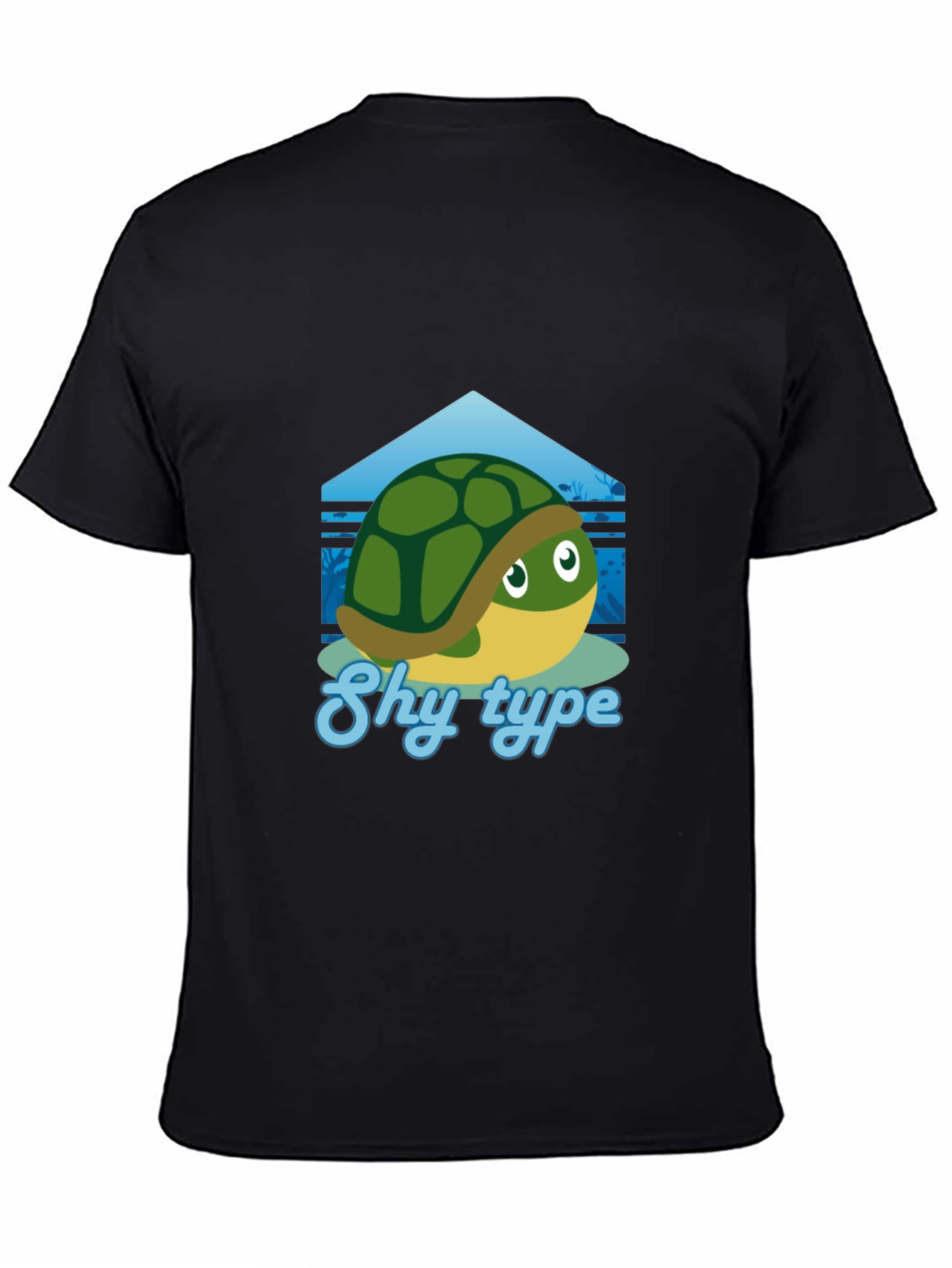Shy Turtle Graphic T-Shirt - Cute Cartoon Design