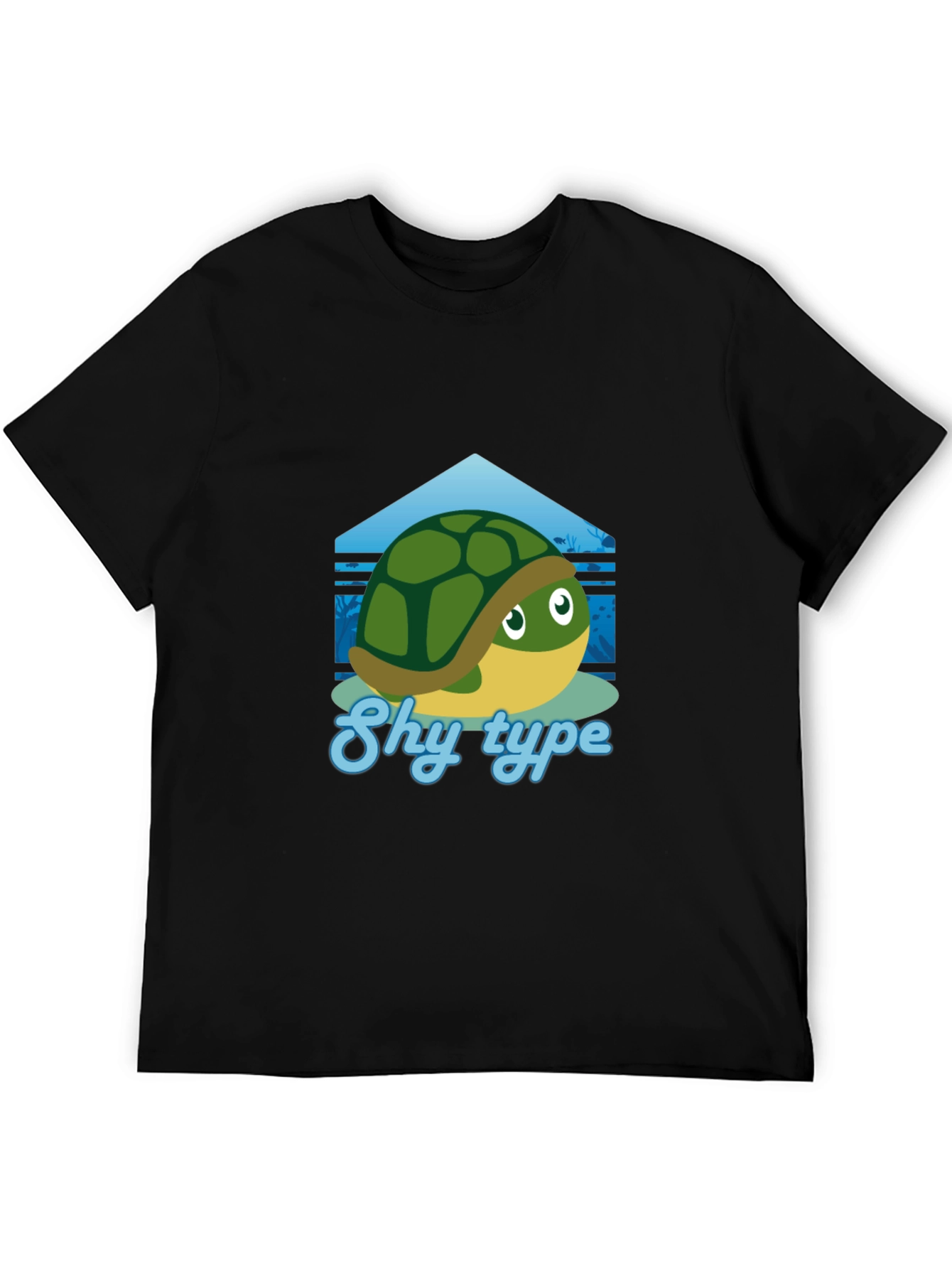 Shy Turtle Graphic T-Shirt - Cute Cartoon Design