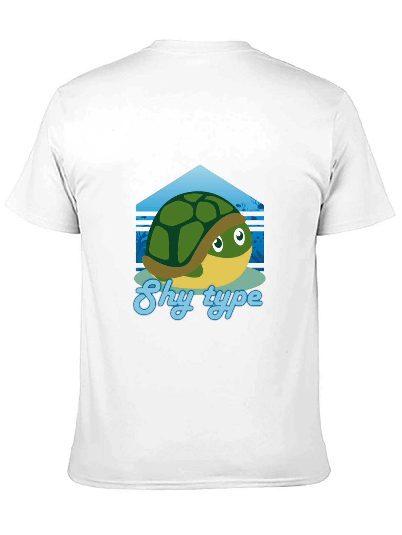 Shy Turtle Graphic T-Shirt - Cute Cartoon Design