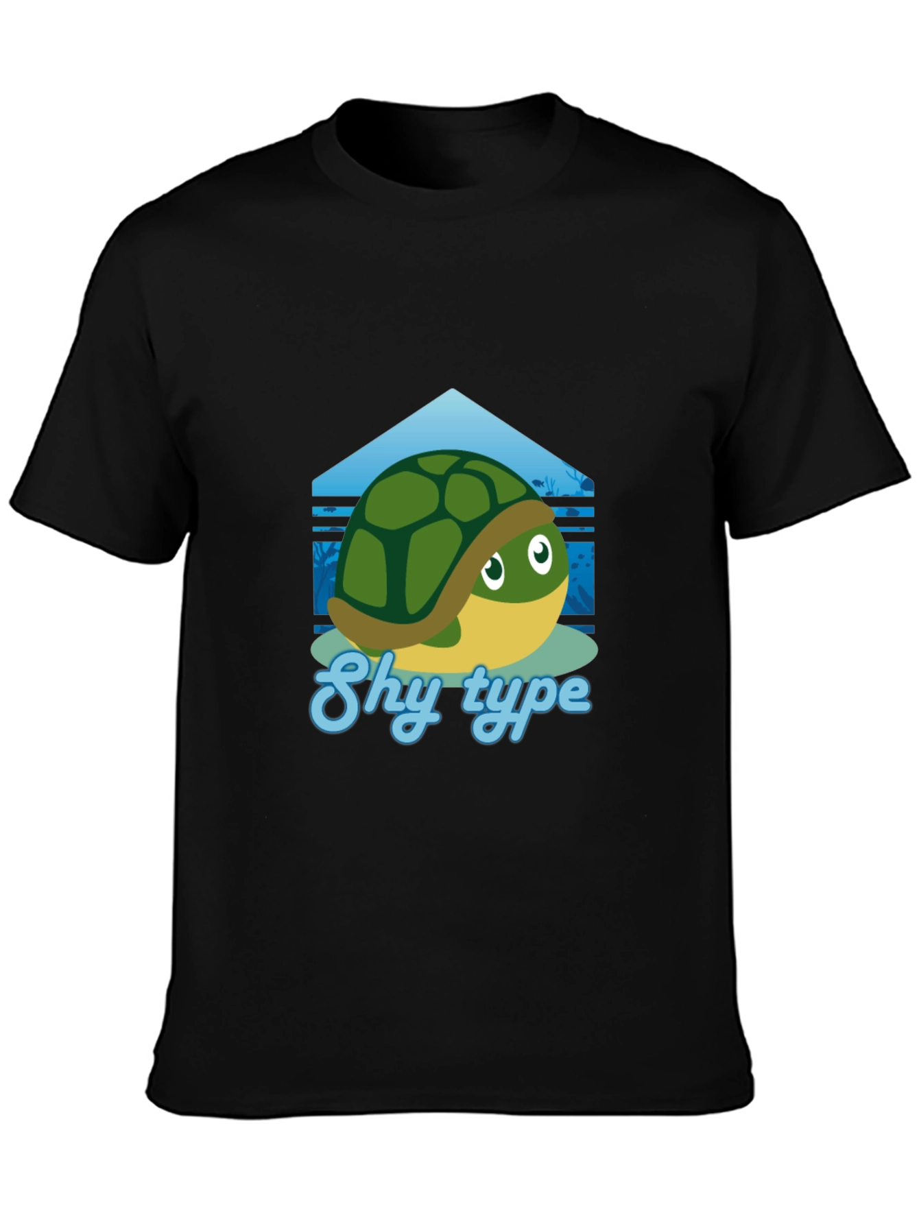 Shy Turtle Graphic T-Shirt - Cute Cartoon Design
