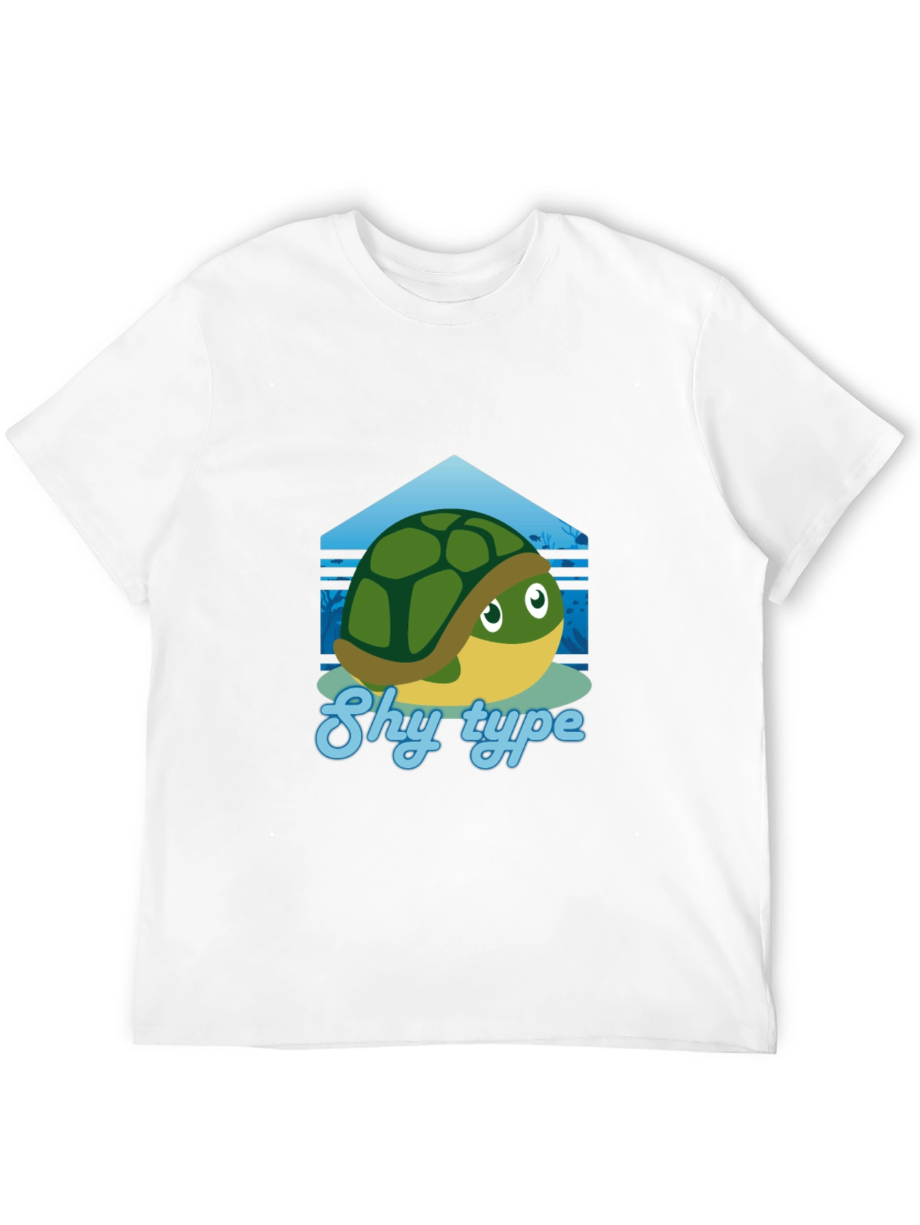 Shy Turtle Graphic T-Shirt - Cute Cartoon Design