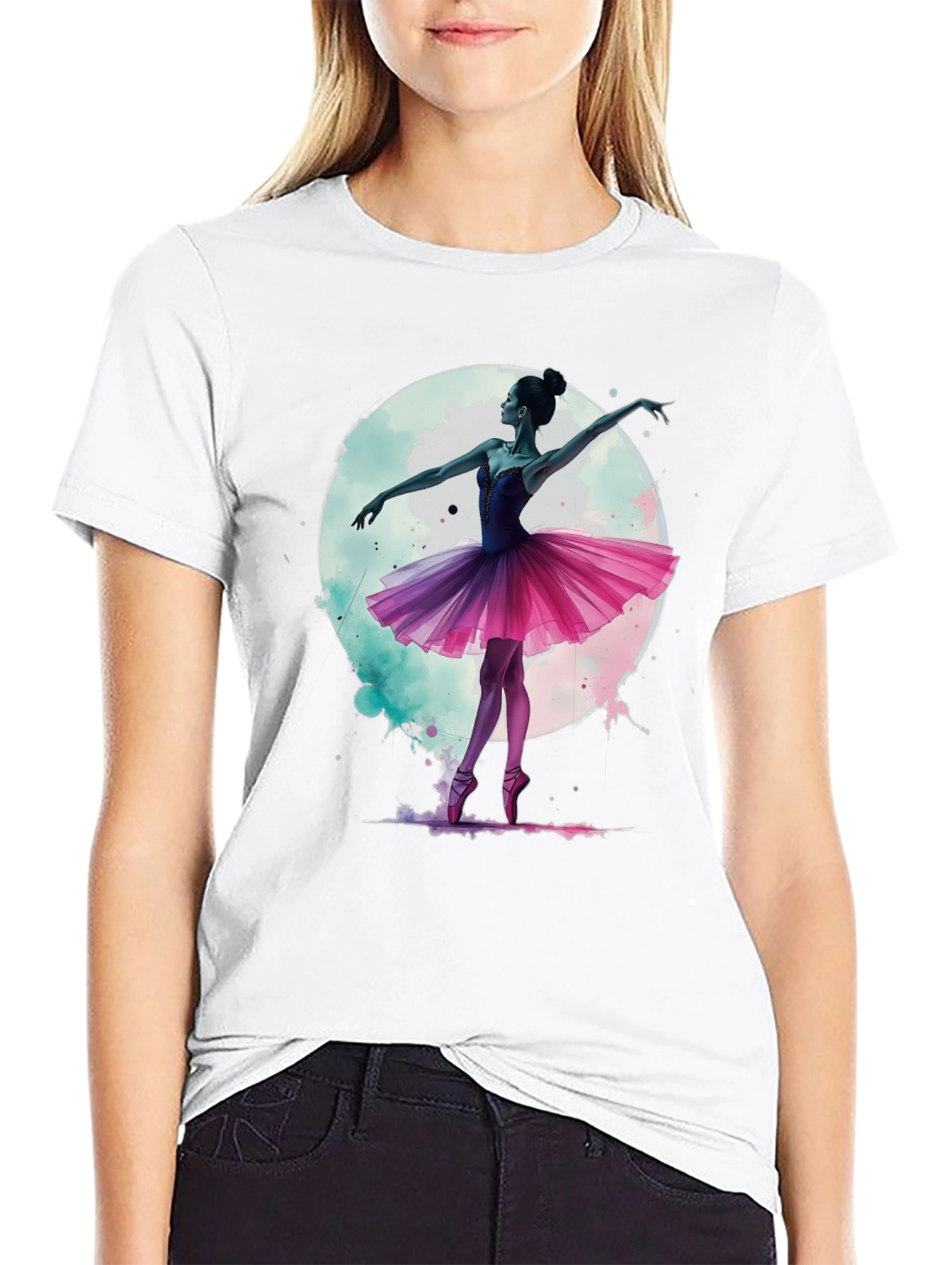 Ballerina Moon T-Shirt - Artistic Graphic Tee