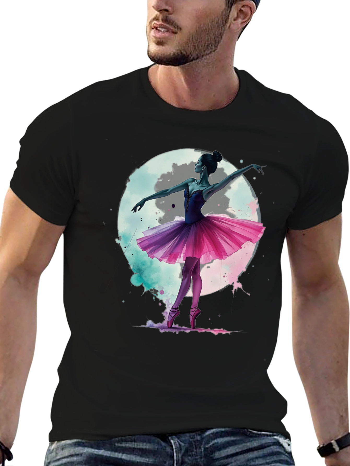 Ballerina Moon T-Shirt - Artistic Graphic Tee