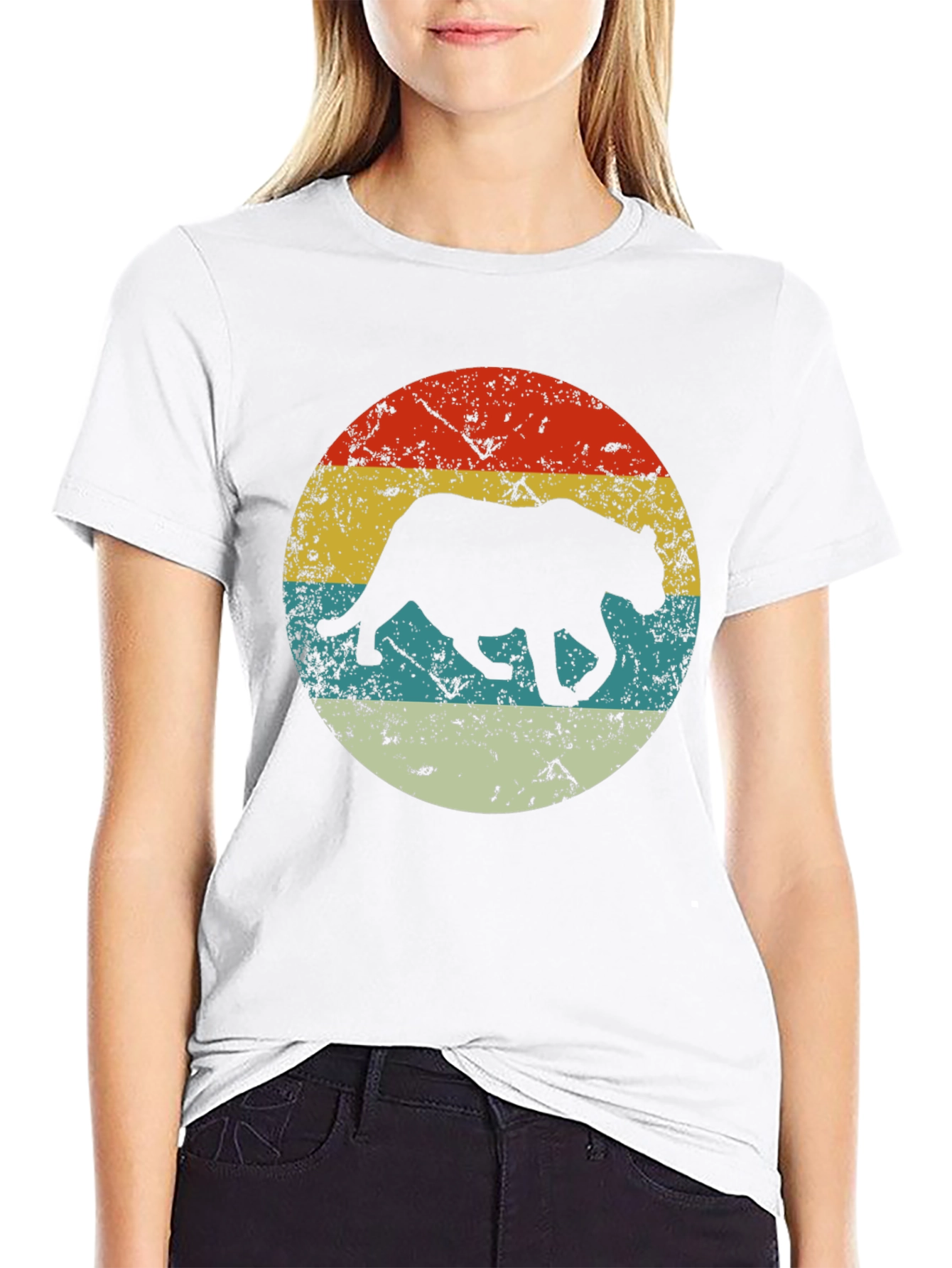 Retro Panther Graphic Black T-Shirt
