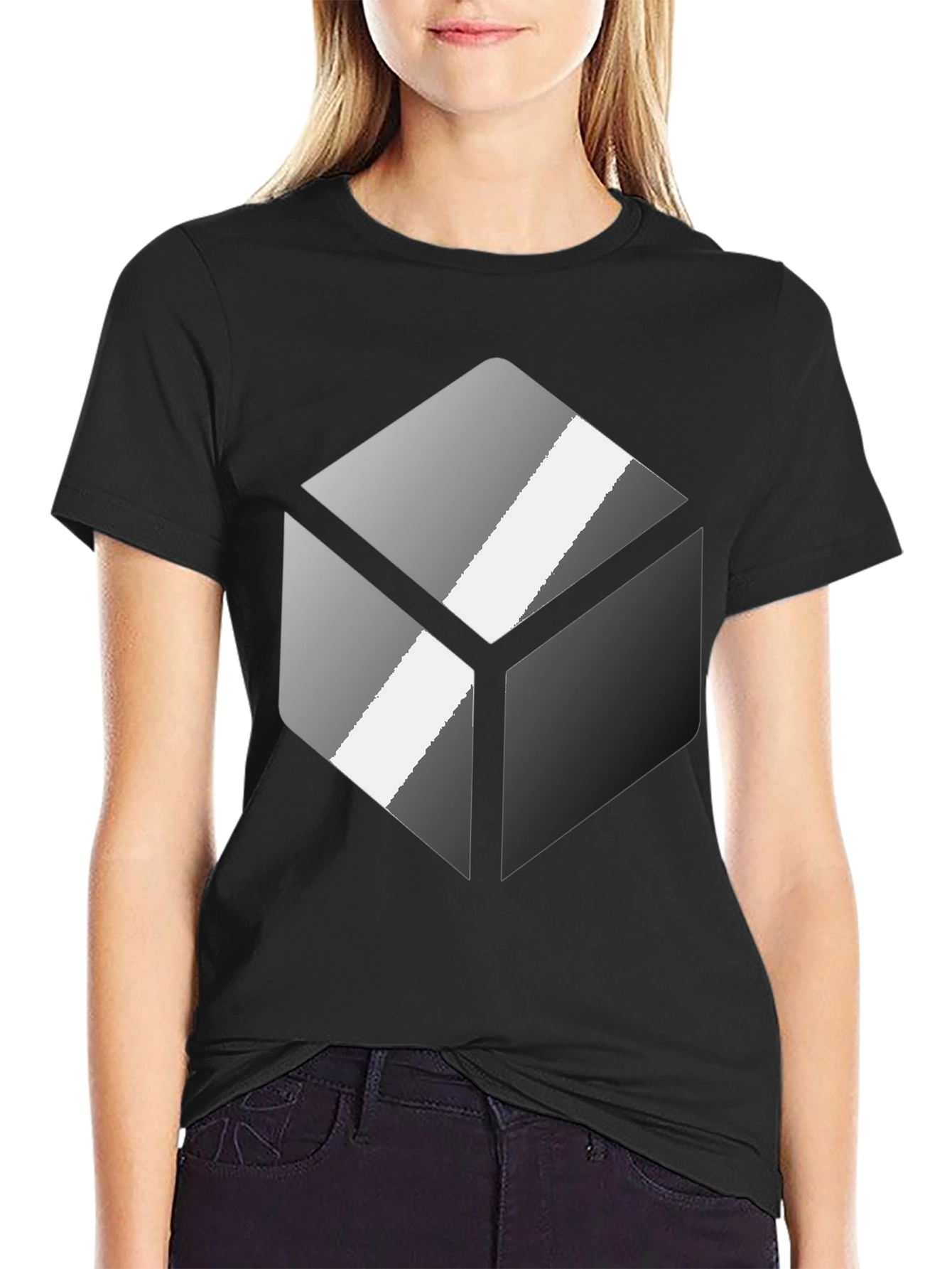 Geometric Cube Graphic Tee - Modern Design