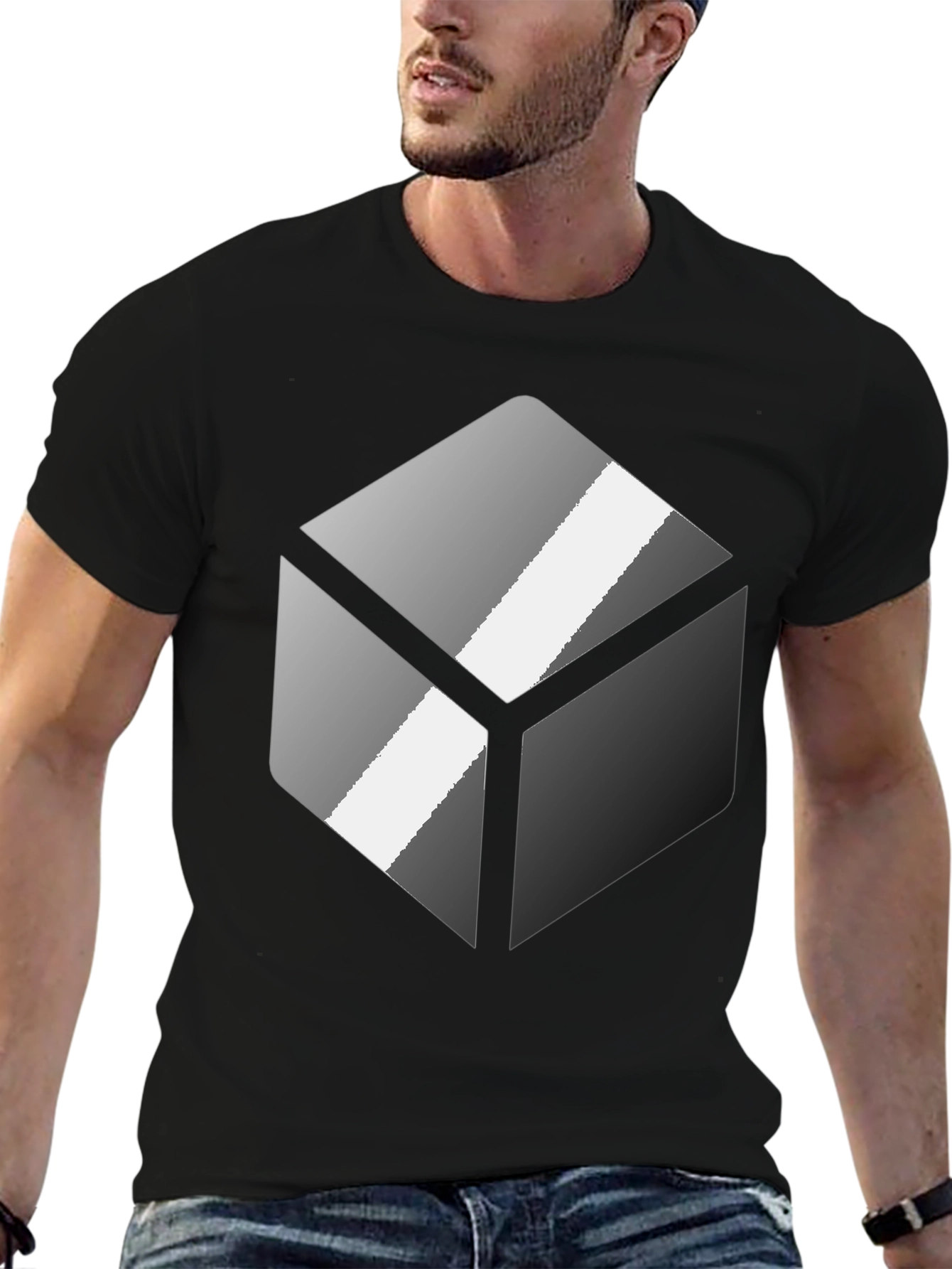 Geometric Cube Graphic Tee - Modern Design