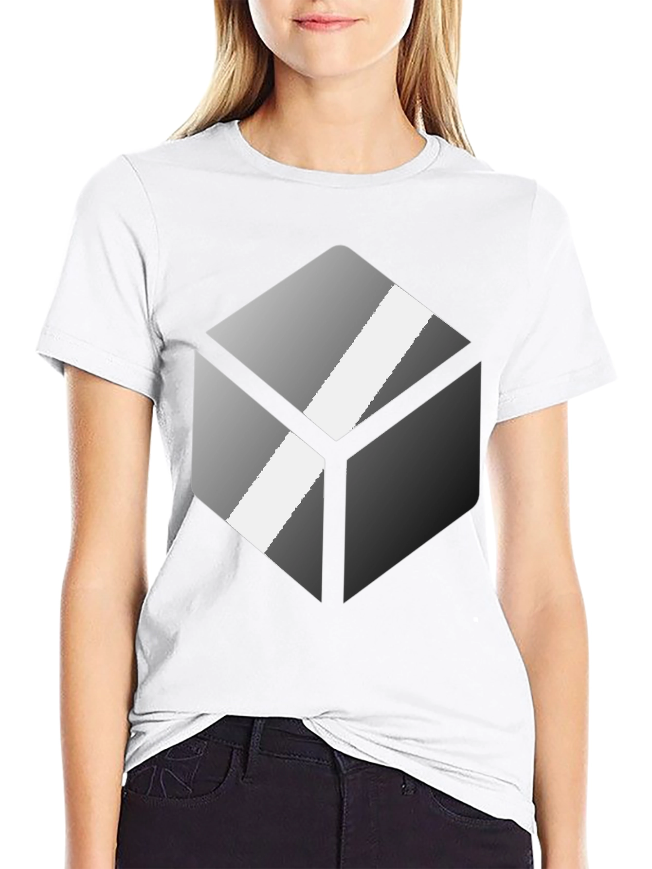Geometric Cube Graphic Tee - Modern Design