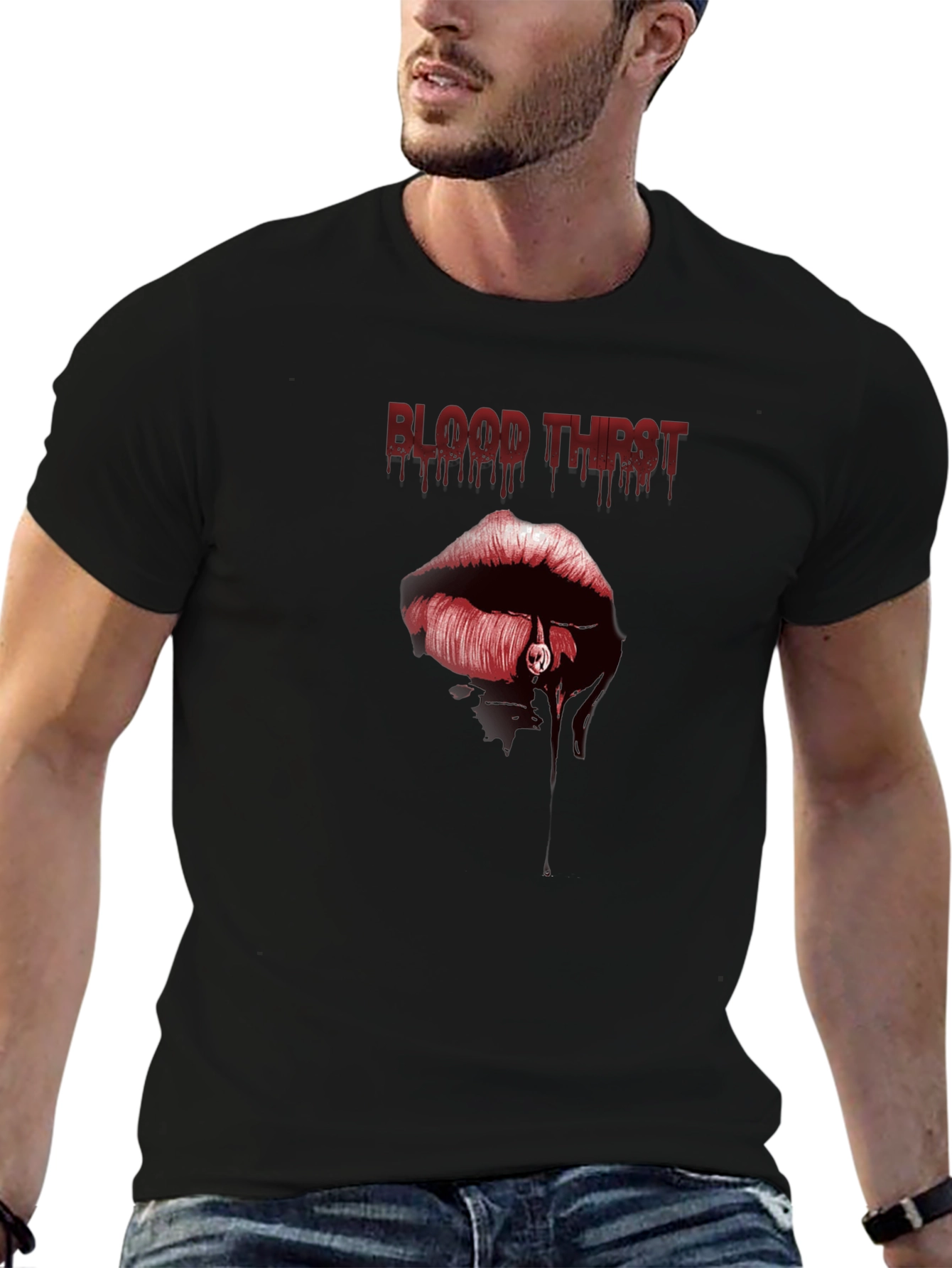 Blood Thirst Graphic Tee - Gothic Lip Design