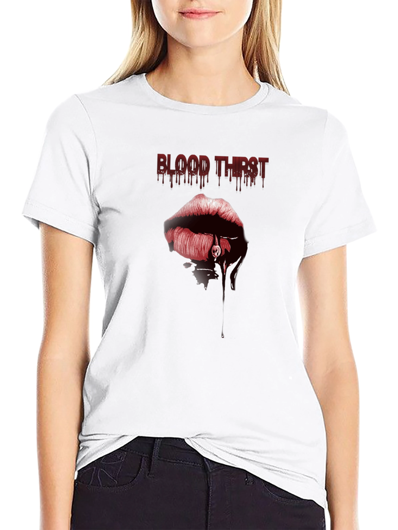 Blood Thirst Graphic Tee - Gothic Lip Design