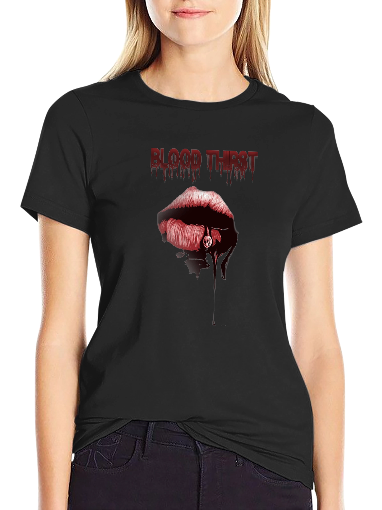 Blood Thirst Graphic Tee - Gothic Lip Design