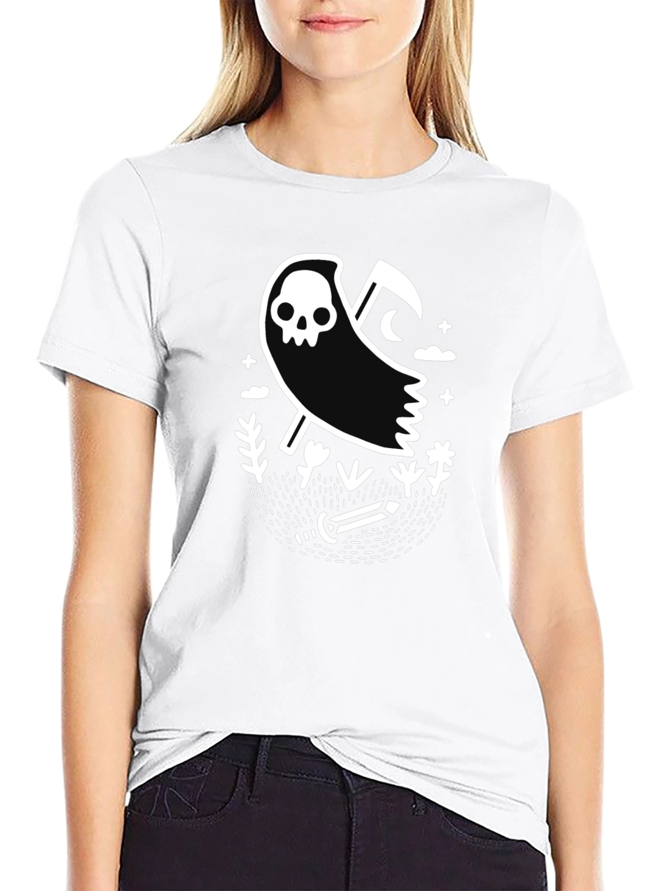 Grim Reaper Graphic Tee - Black Cotton T-Shirt