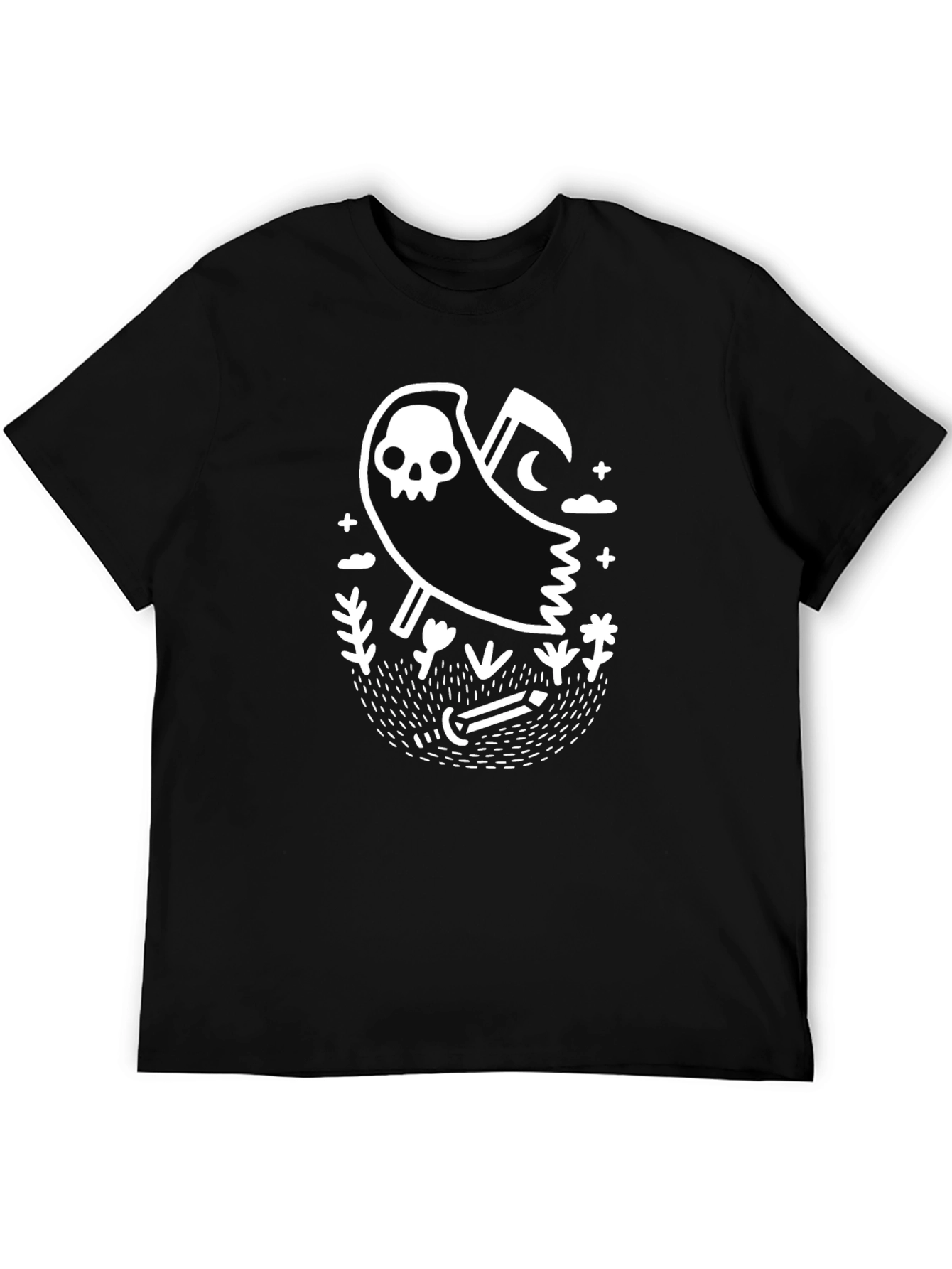 Grim Reaper Graphic Tee - Black Cotton T-Shirt