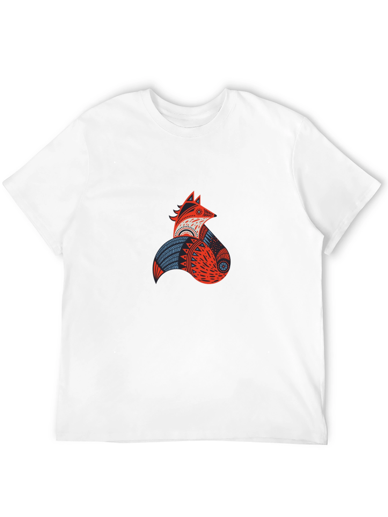 Geometric Fox Graphic Tee - Modern Tribal Design