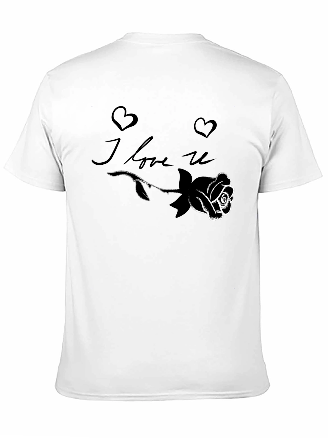 I Love U Rose Graphic Black T-Shirt