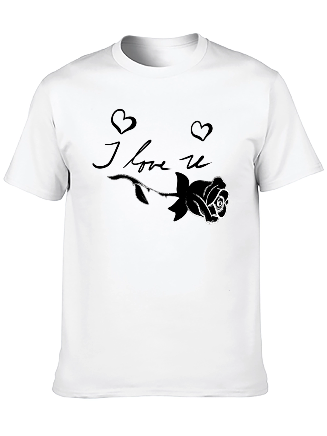 I Love U Rose Graphic Black T-Shirt