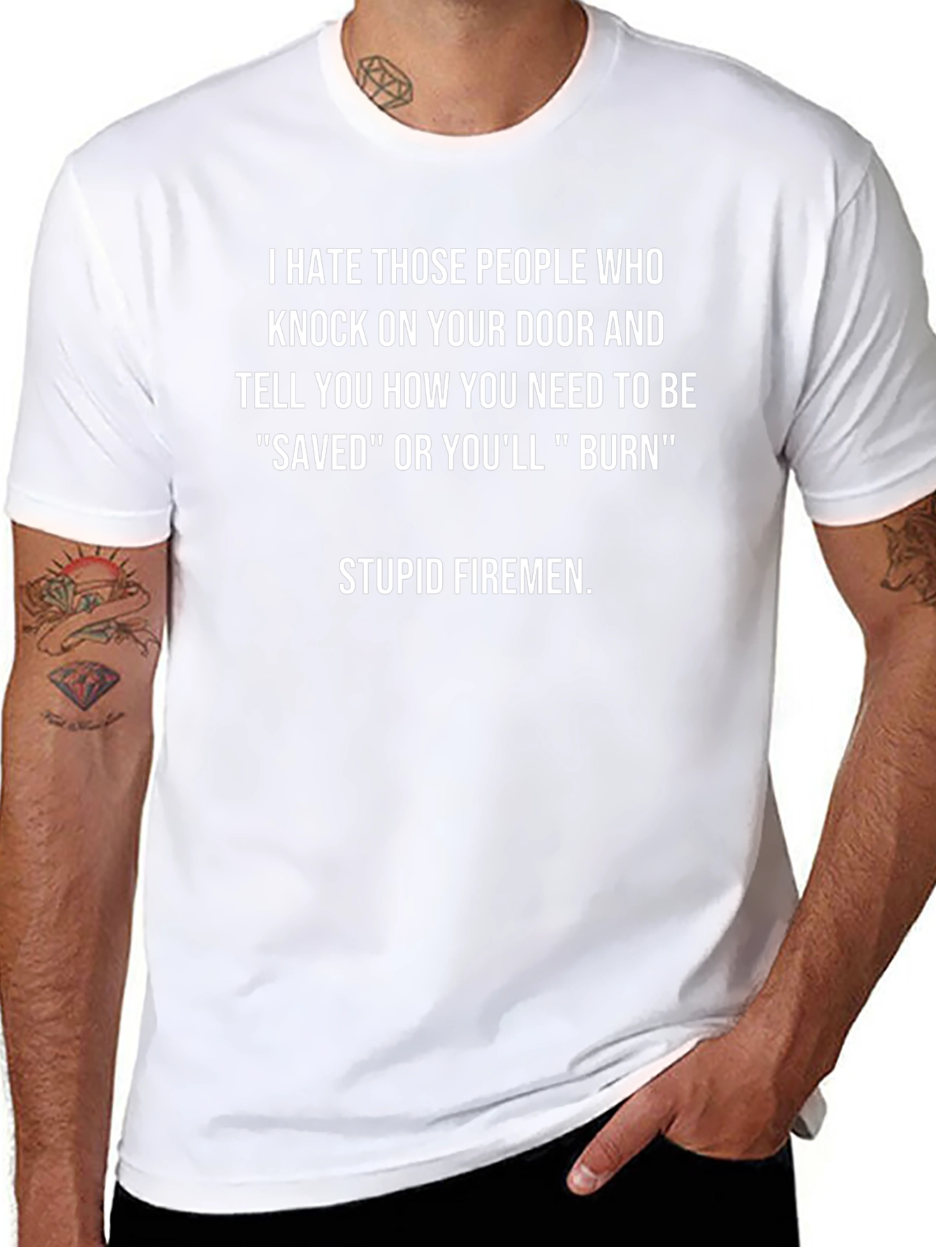Humorous Stupid Firemen Graphic T-Shirt
