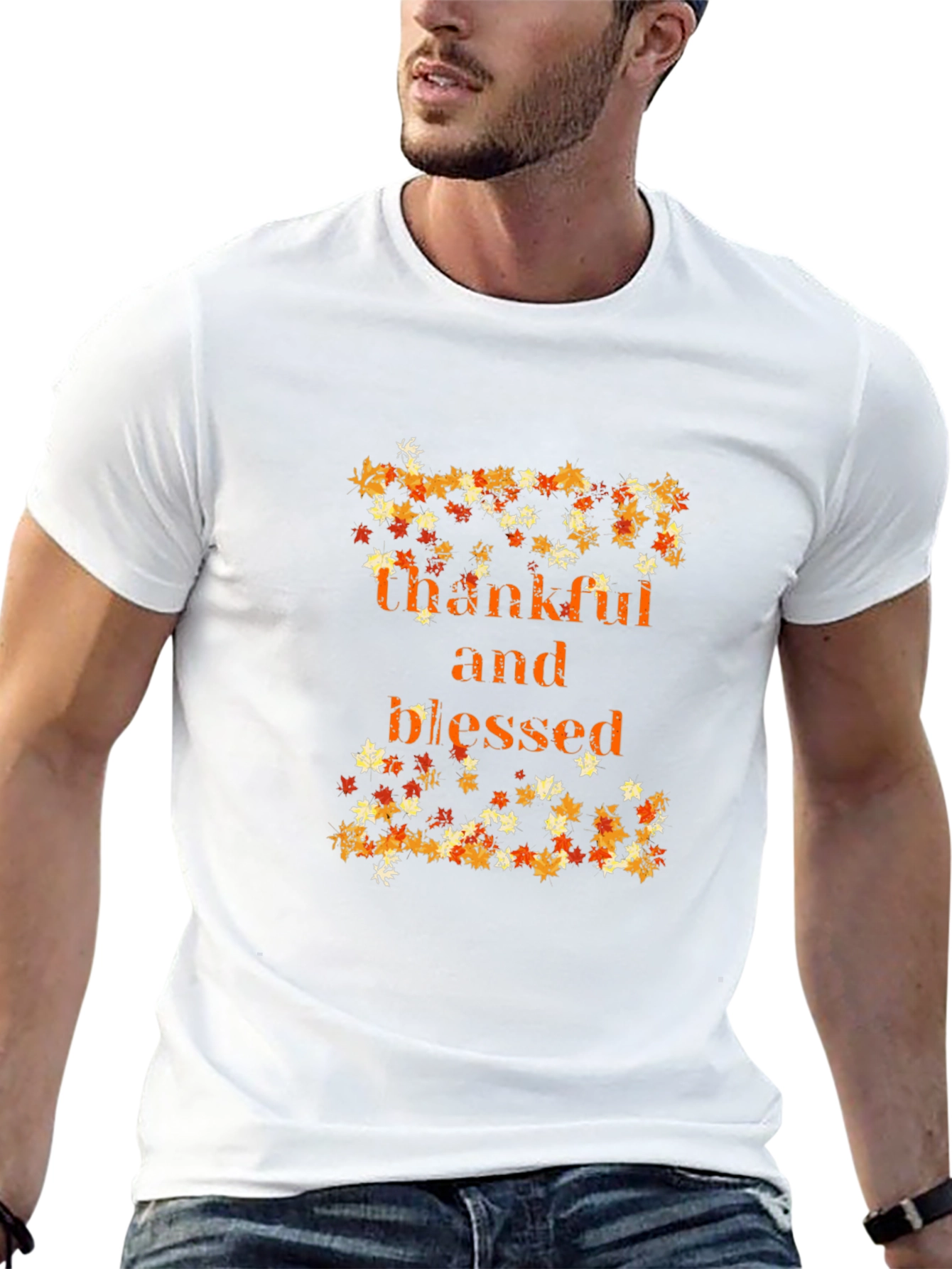 Thankful & Blessed Fall Leaves T-Shirt
