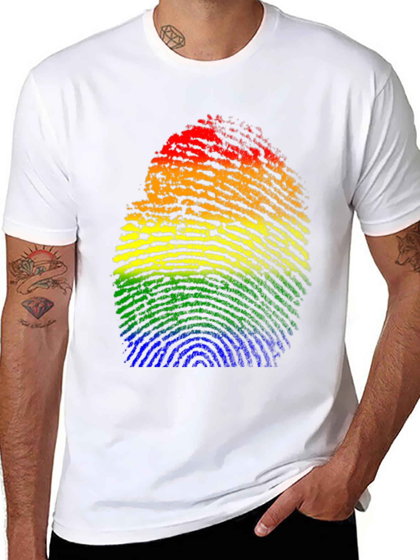 Rainbow Fingerprint Graphic Tee - Pride LGBTQ Shirt