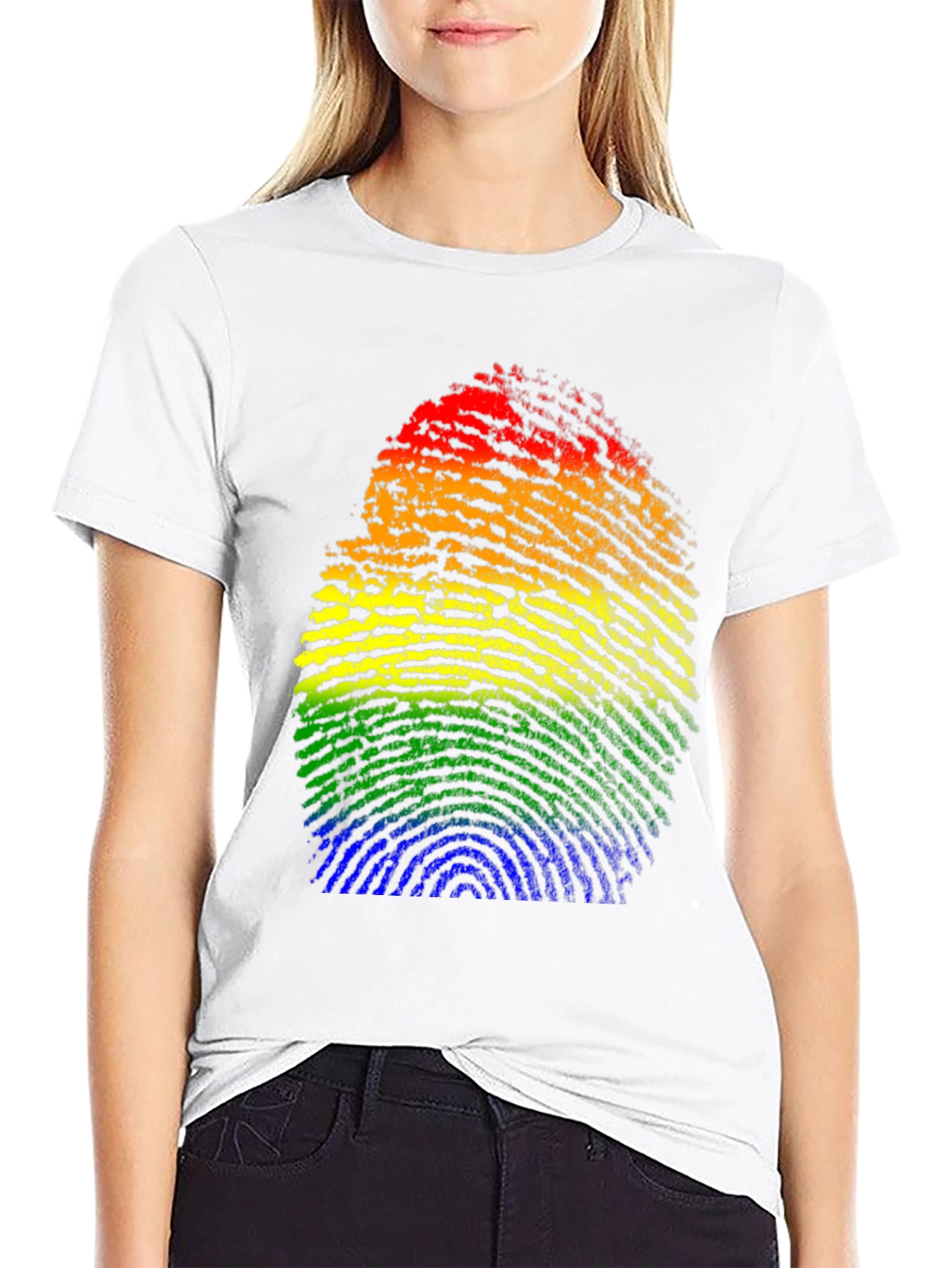 Rainbow Fingerprint Graphic Tee - Pride LGBTQ Shirt