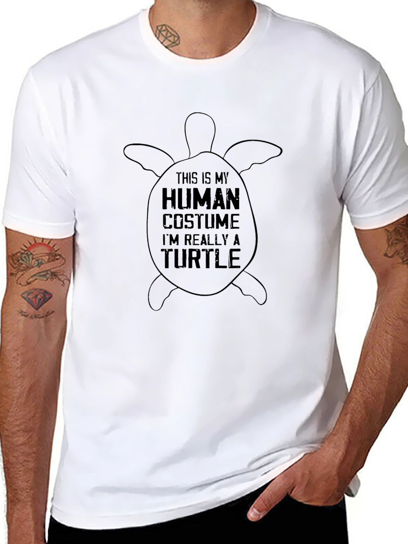 Human Costume Turtle Graphic Tee - Novelty Shirt