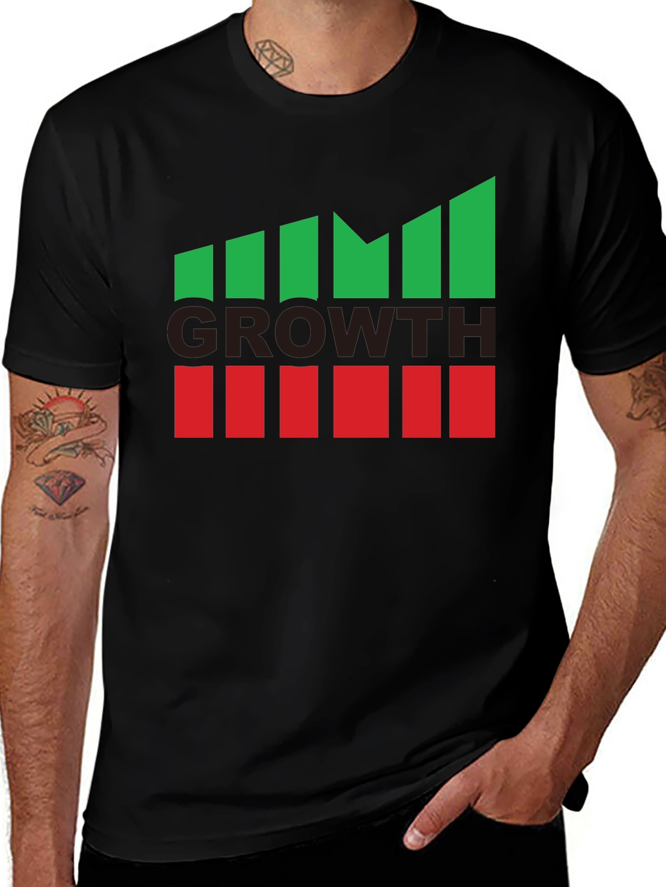 Growth Graphic Tee - Black Casual Cotton T-Shirt