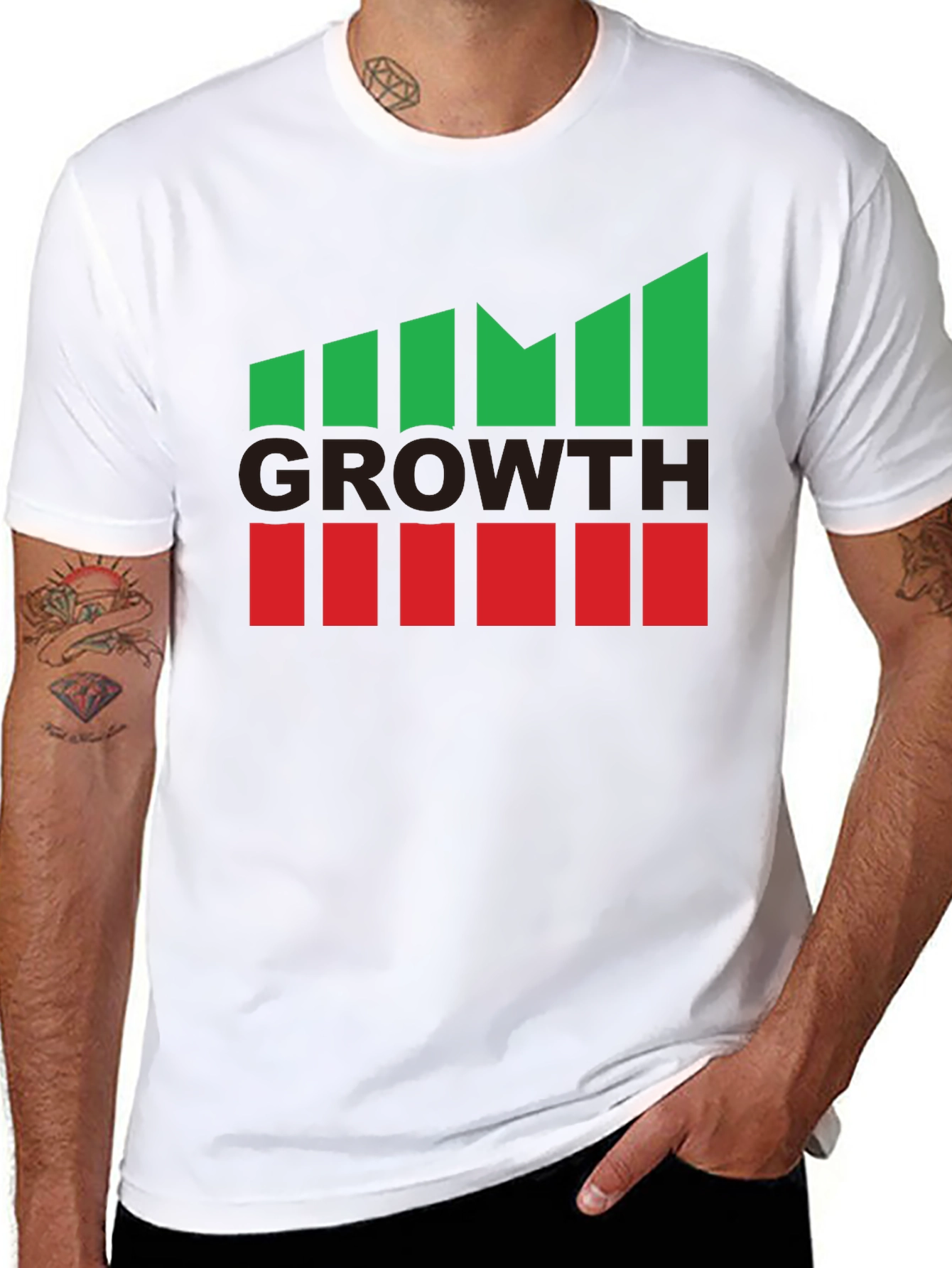 Growth Graphic Tee - Black Casual Cotton T-Shirt