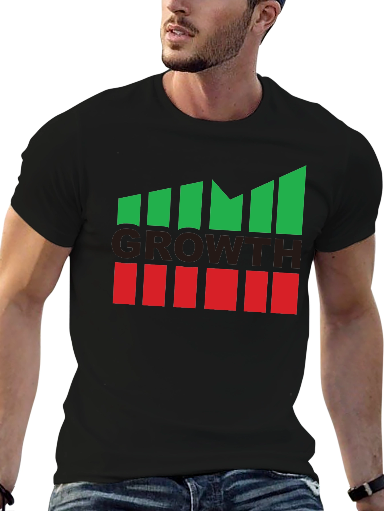 Growth Graphic Tee - Black Casual Cotton T-Shirt