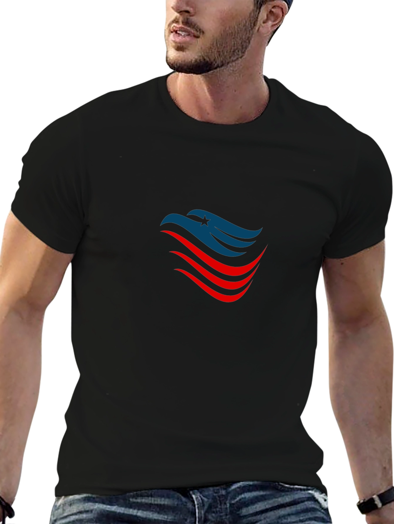Patriotic Eagle Graphic T-Shirt - Black