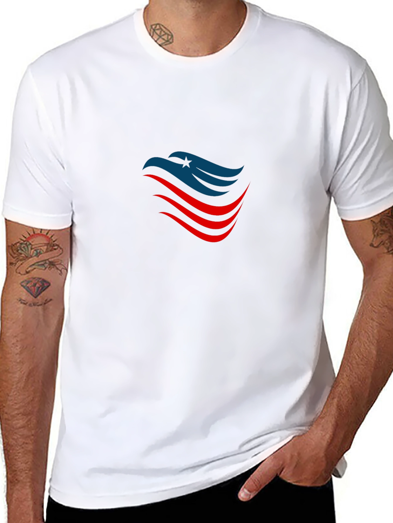 Patriotic Eagle Graphic T-Shirt - Black