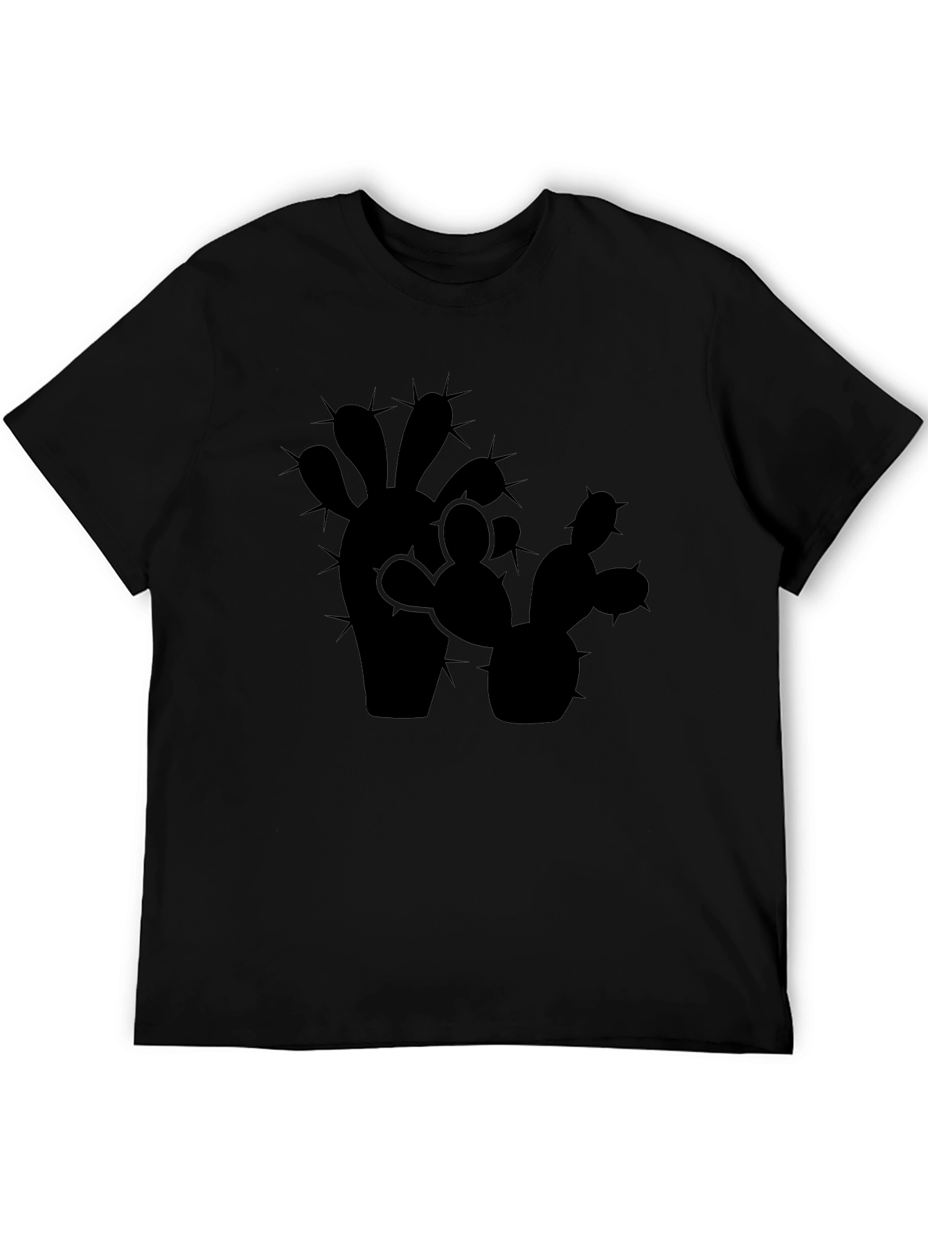 Cactus Silhouette Mens Black Graphic Tee