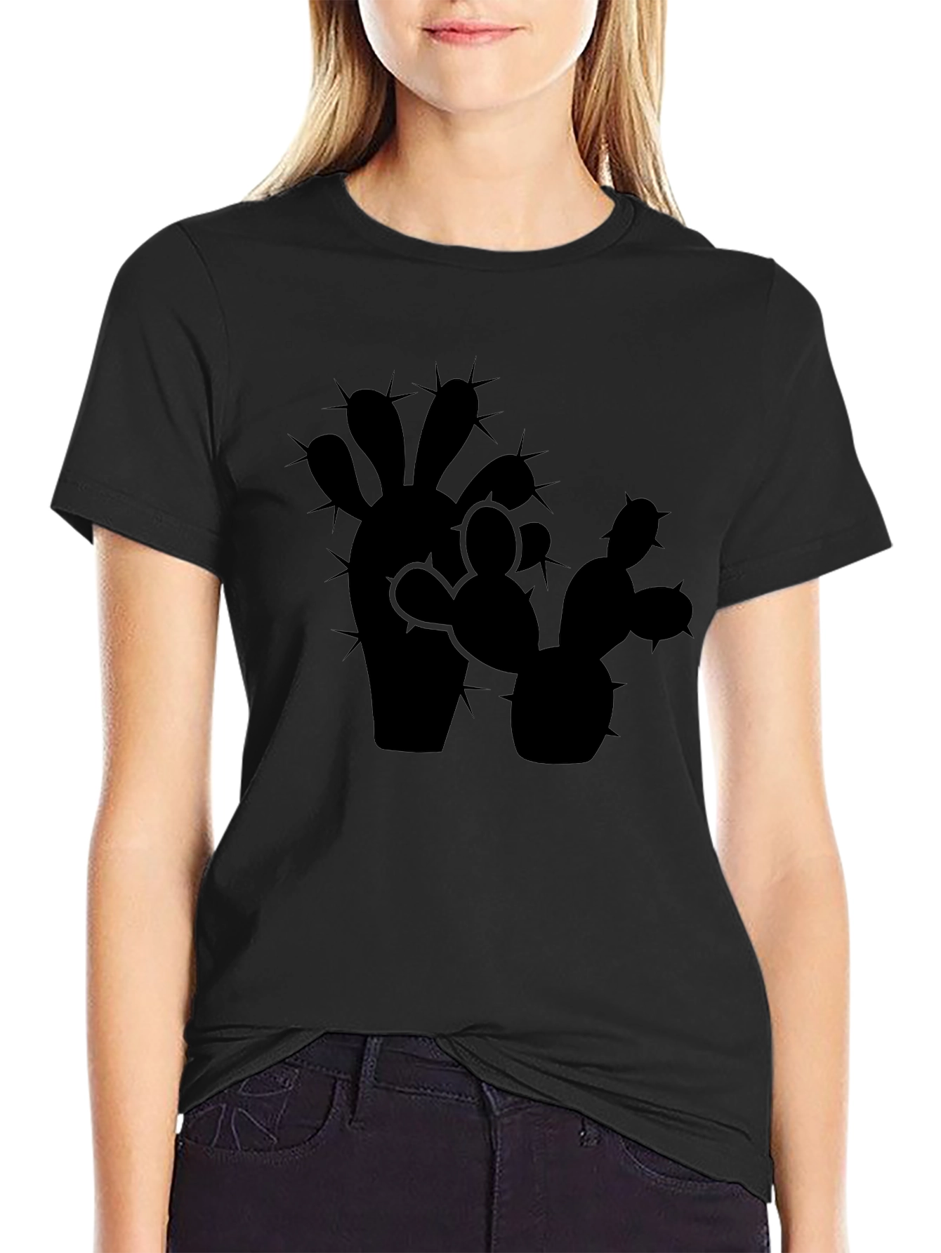 Cactus Silhouette Mens Black Graphic Tee