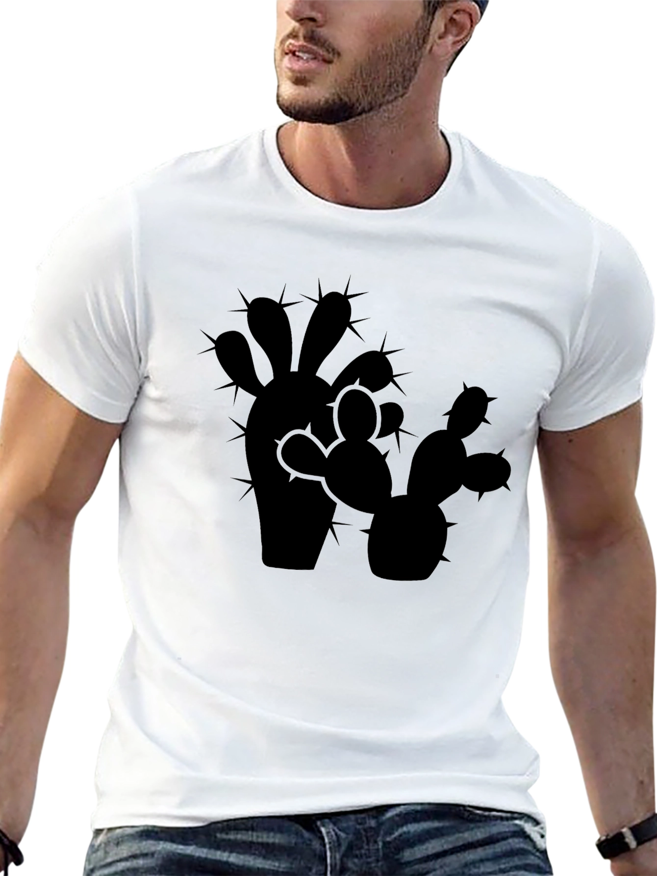 Cactus Silhouette Mens Black Graphic Tee