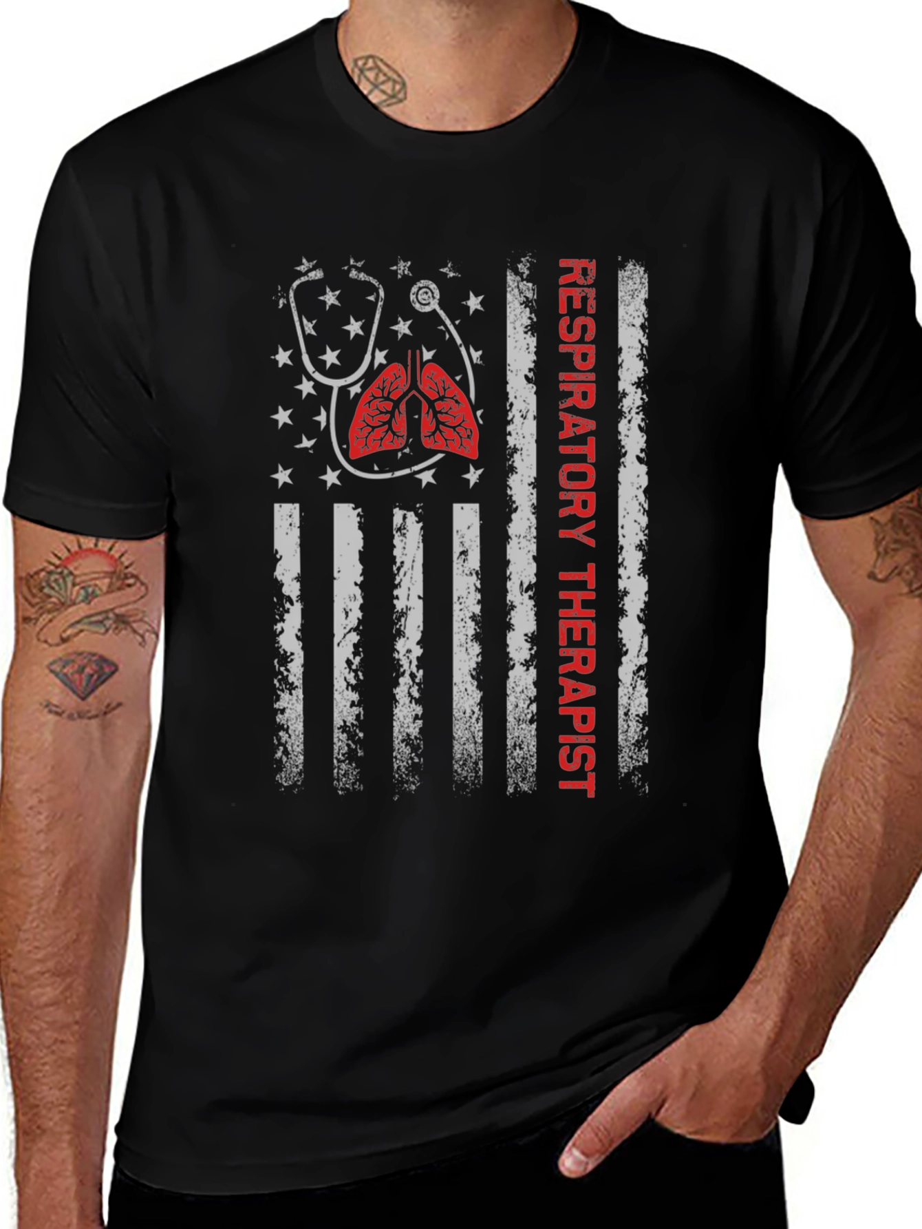 Respiratory Therapist American Flag T-Shirt